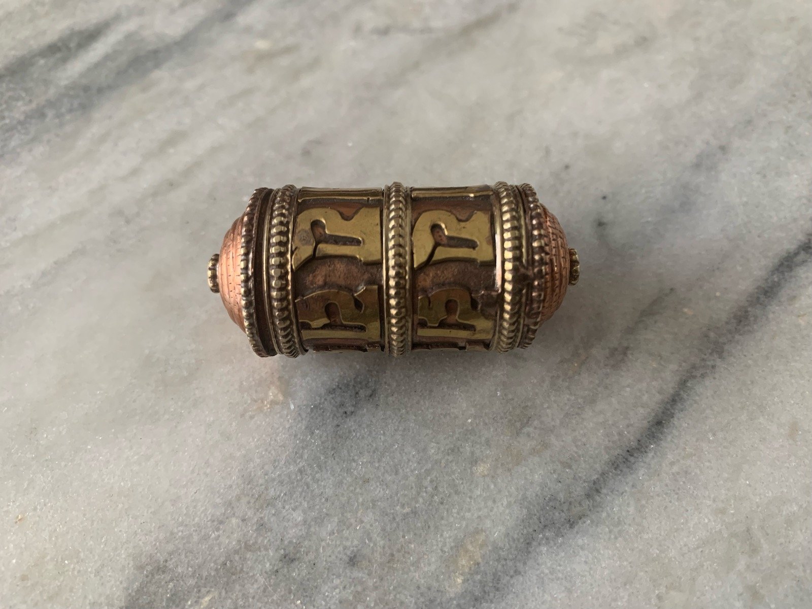 Copper & Brass Om Mani Mantra Cylinder Gau