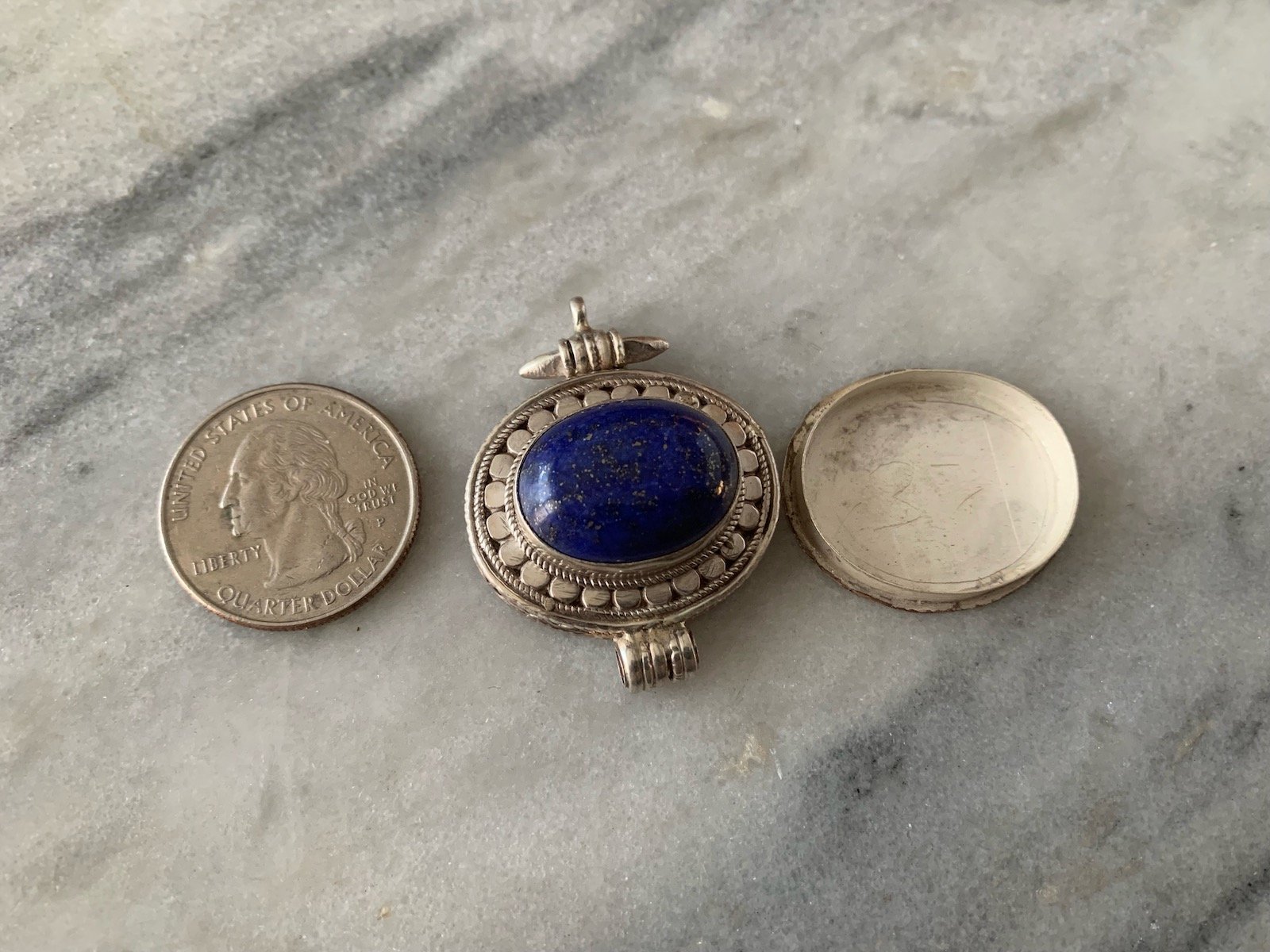 Sterling Silver Lapis Gau, open