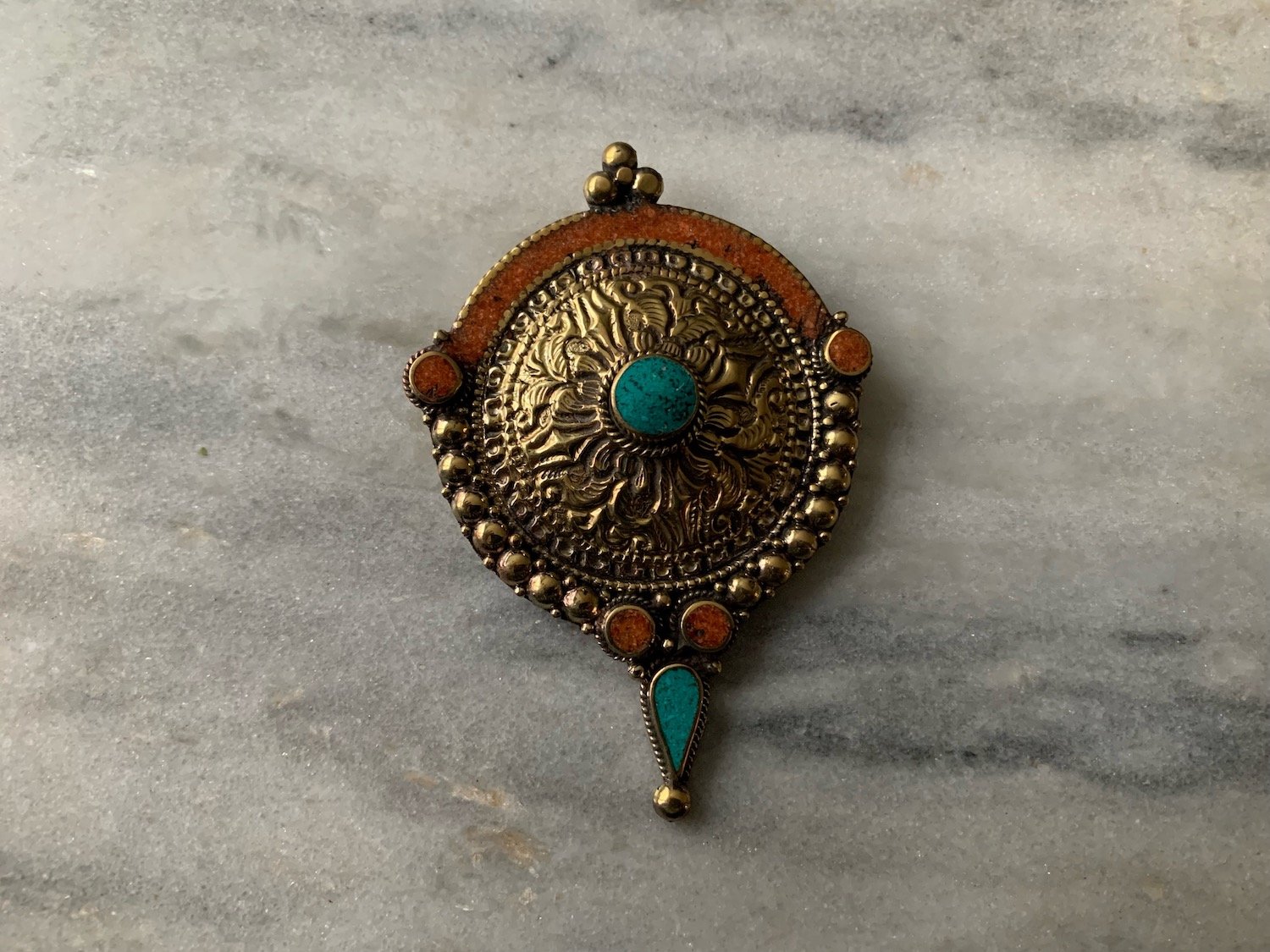 Engraved Brass Pendant