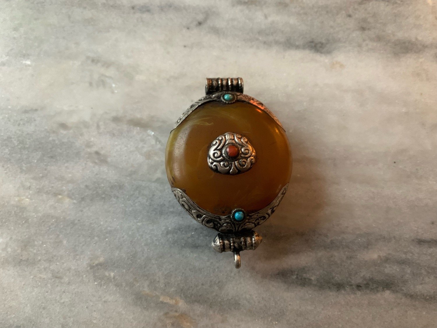 Red Agate Silver Pendant