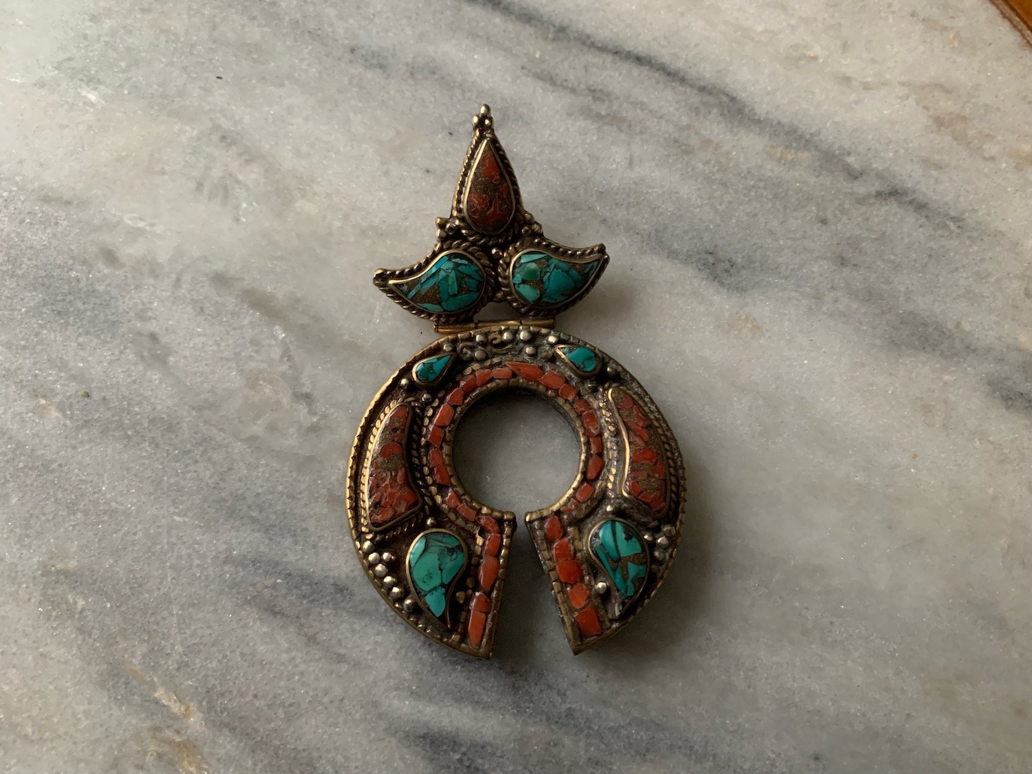 Tibetan Turquoise Coral Pendant