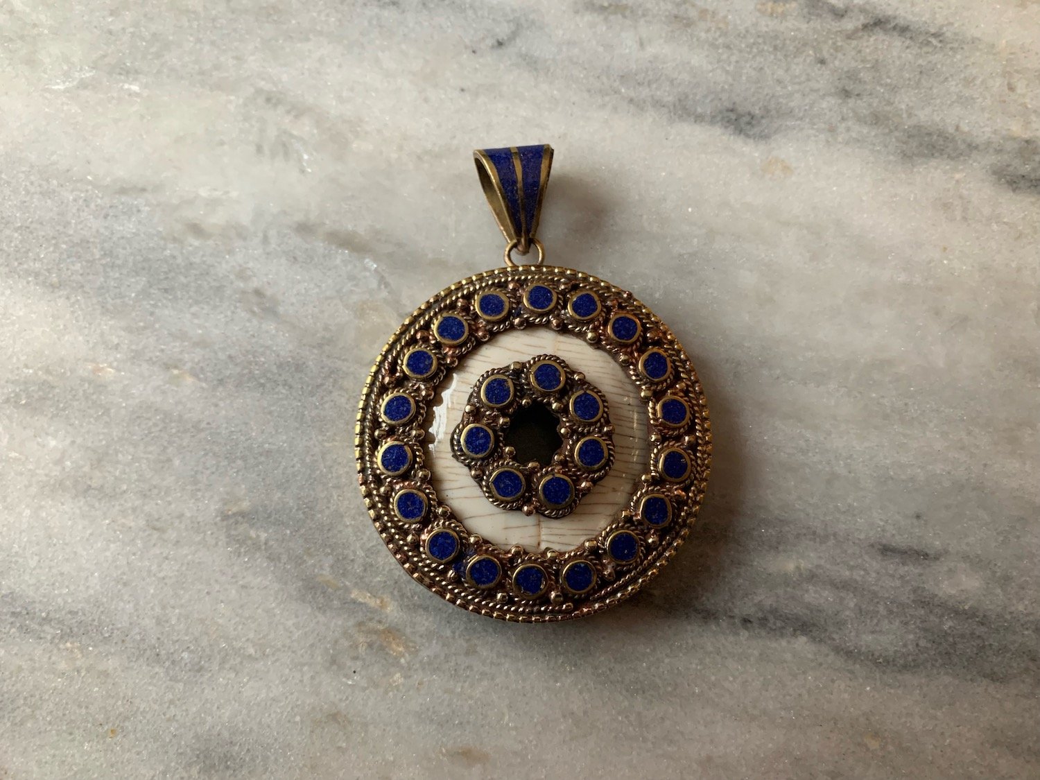 Lapis Conch Shell Pendant