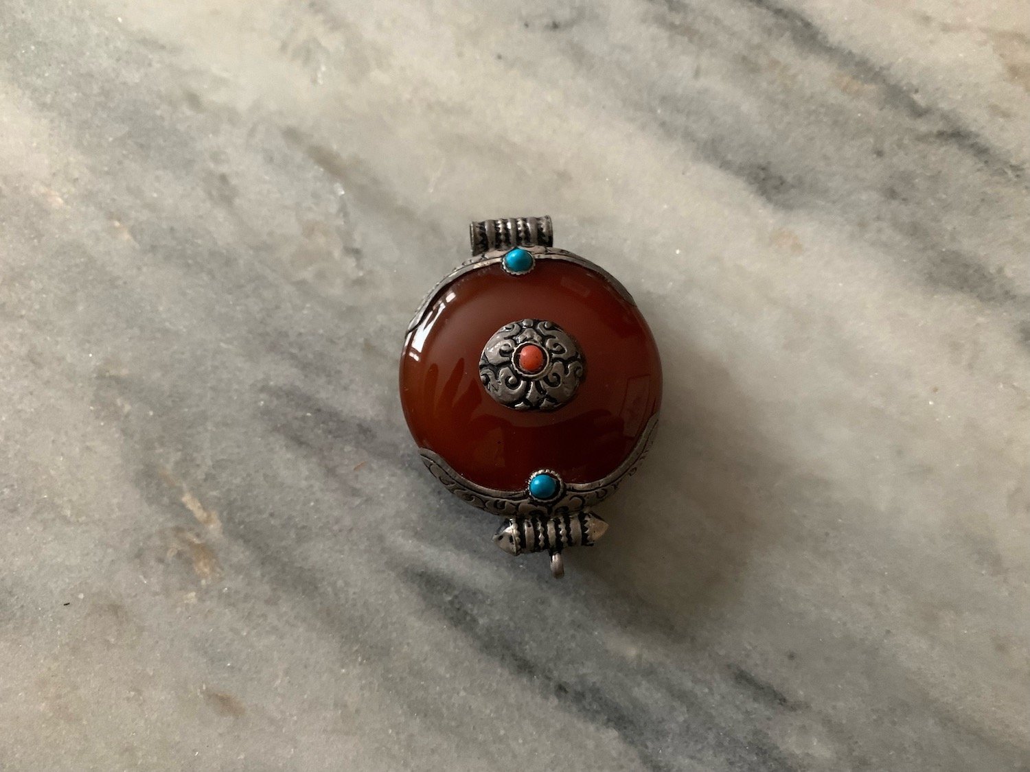 Red Agate Silver Pendant