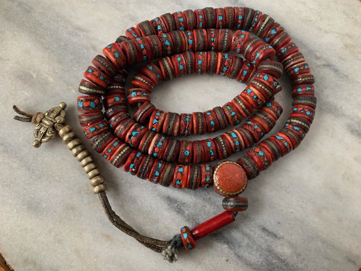 Tibetan Yak Bone Prayer Mala w/Counters