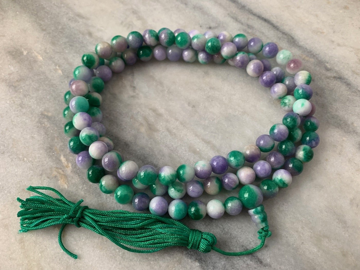 Natural Violet Jade Prayer Bead Mala