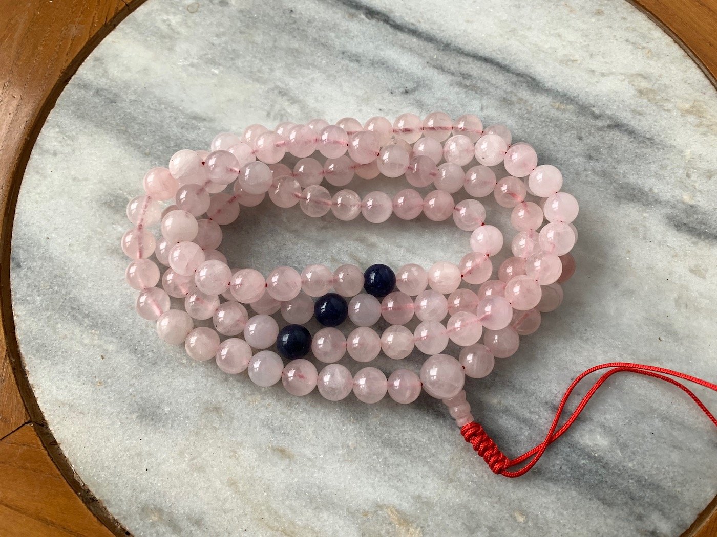 Rose Quartz and Lapis Mala 10mm