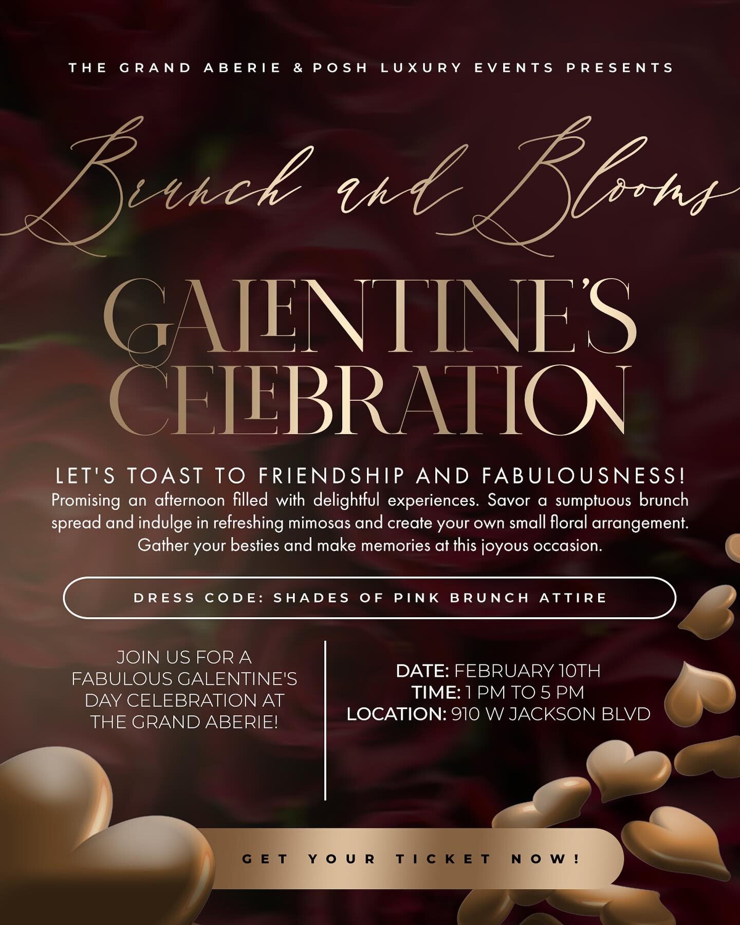 🚨Tickets are NOW on sell! 

Grab your besties and come enjoy a dope vibe full of fun, laughter, good food, good drinks, luxury experiences and so much more at The Brunch &amp; Blooms Galentine&rsquo;s Day Celebration hosted by @poshluxuryevents and 