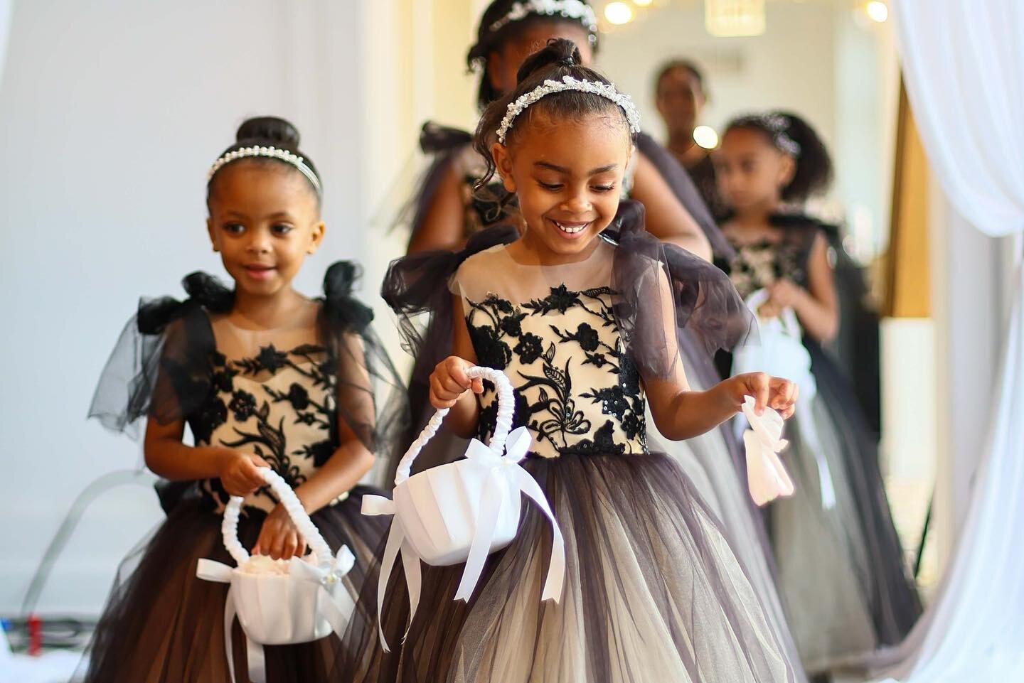 Beautiful little flower girls in beautiful dresses! I love to see how excited they get when it&rsquo;s time for them to throw the rose petals!