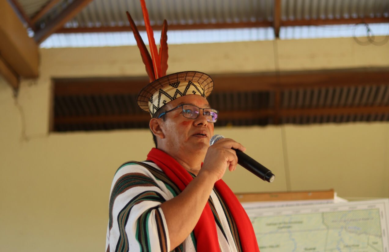  Presidente de la Organización de Pueblos Indígenas del Río Juruá (OPIRJ) en la inauguración de la 5ta reunión transfronteriza. 