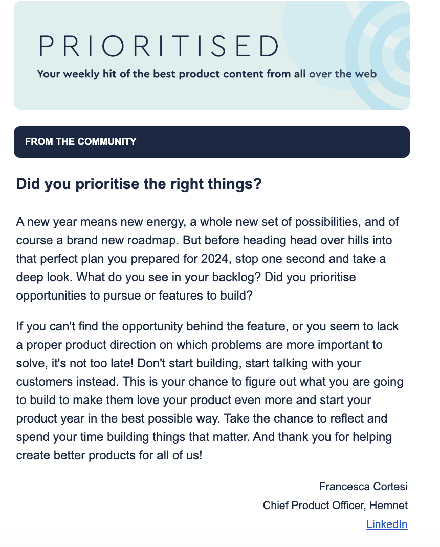 Intro to Mind The Product Newsletter