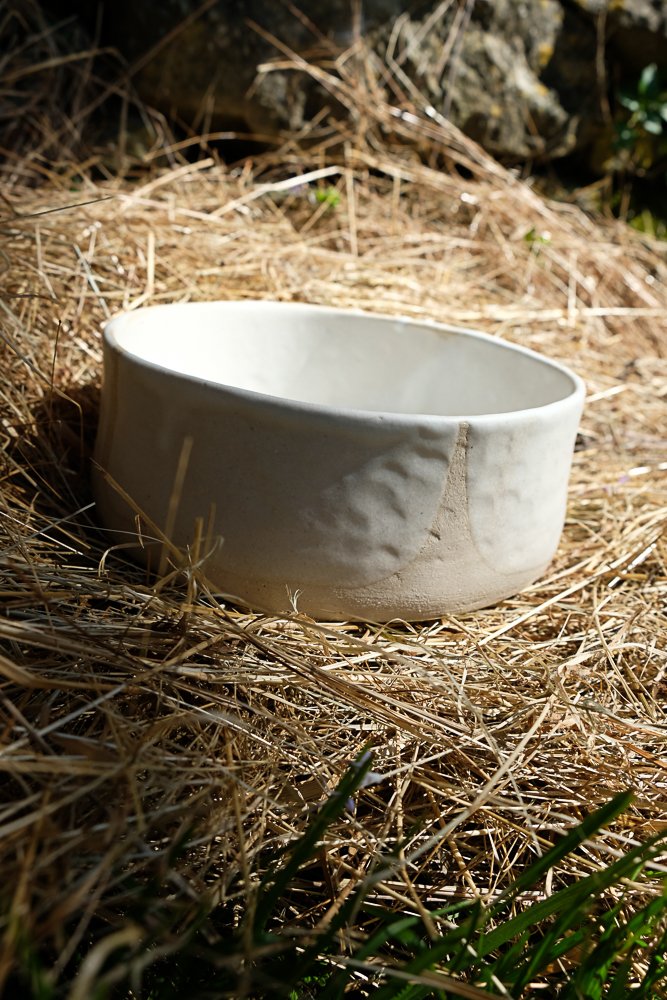 PLAT GÂTEAU-VAPEUR EN GRÈS / D 18 CM / BLANC BEIGE