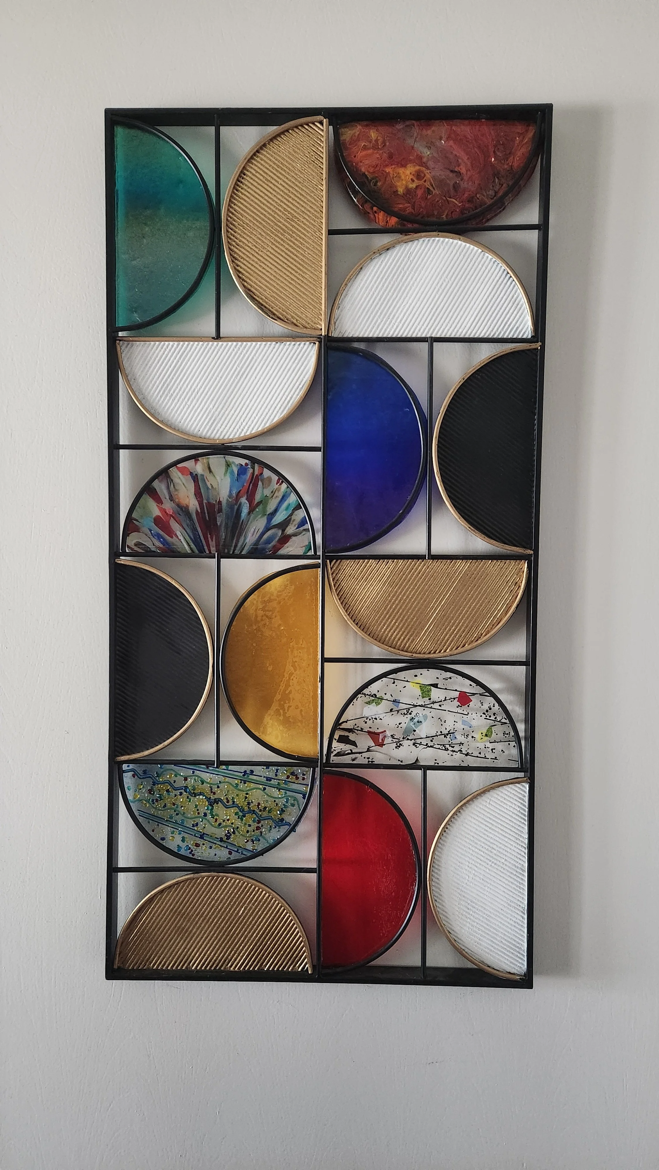 Fused glass and repurposed metal.  40x20x1