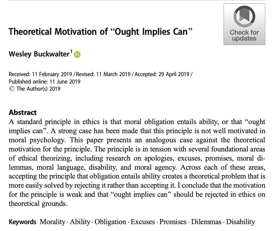 Theoretical Motivation of “Ought Implies Can"