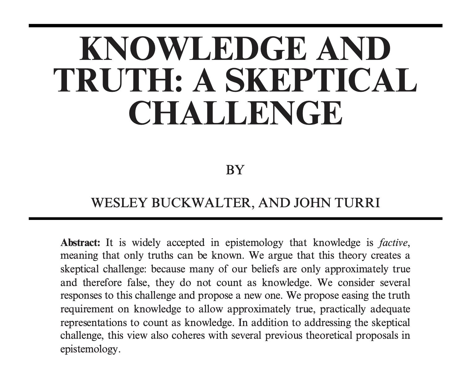 Knowledge and truth: A skeptical challenge
