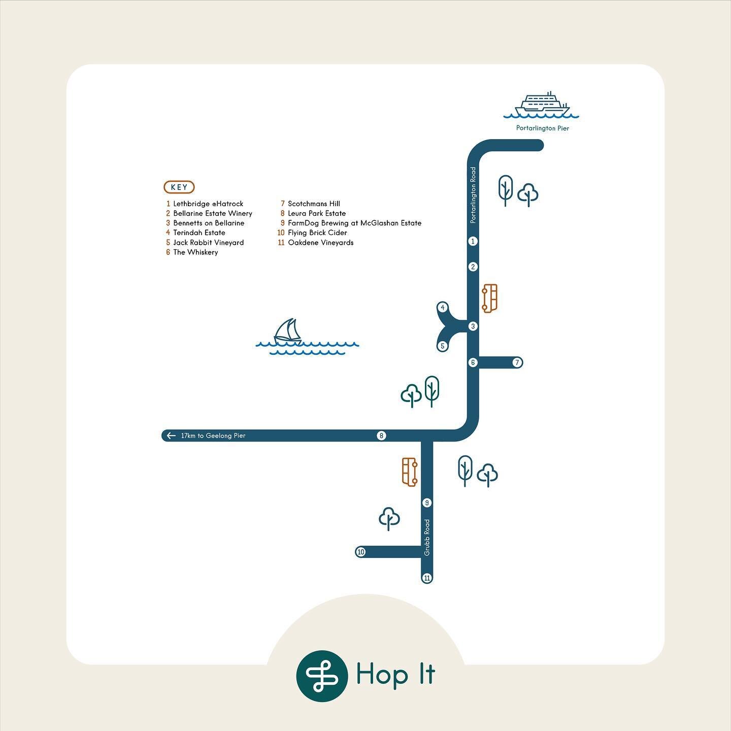 Did you hear? Hop It are coming to the Bellarine (which just happens to be where I live, so I&rsquo;m very excited). 🙌🏼

Here&rsquo;s a little map I created of the bus route, which includes all my favourite places!

Make sure you check out @hop_it_