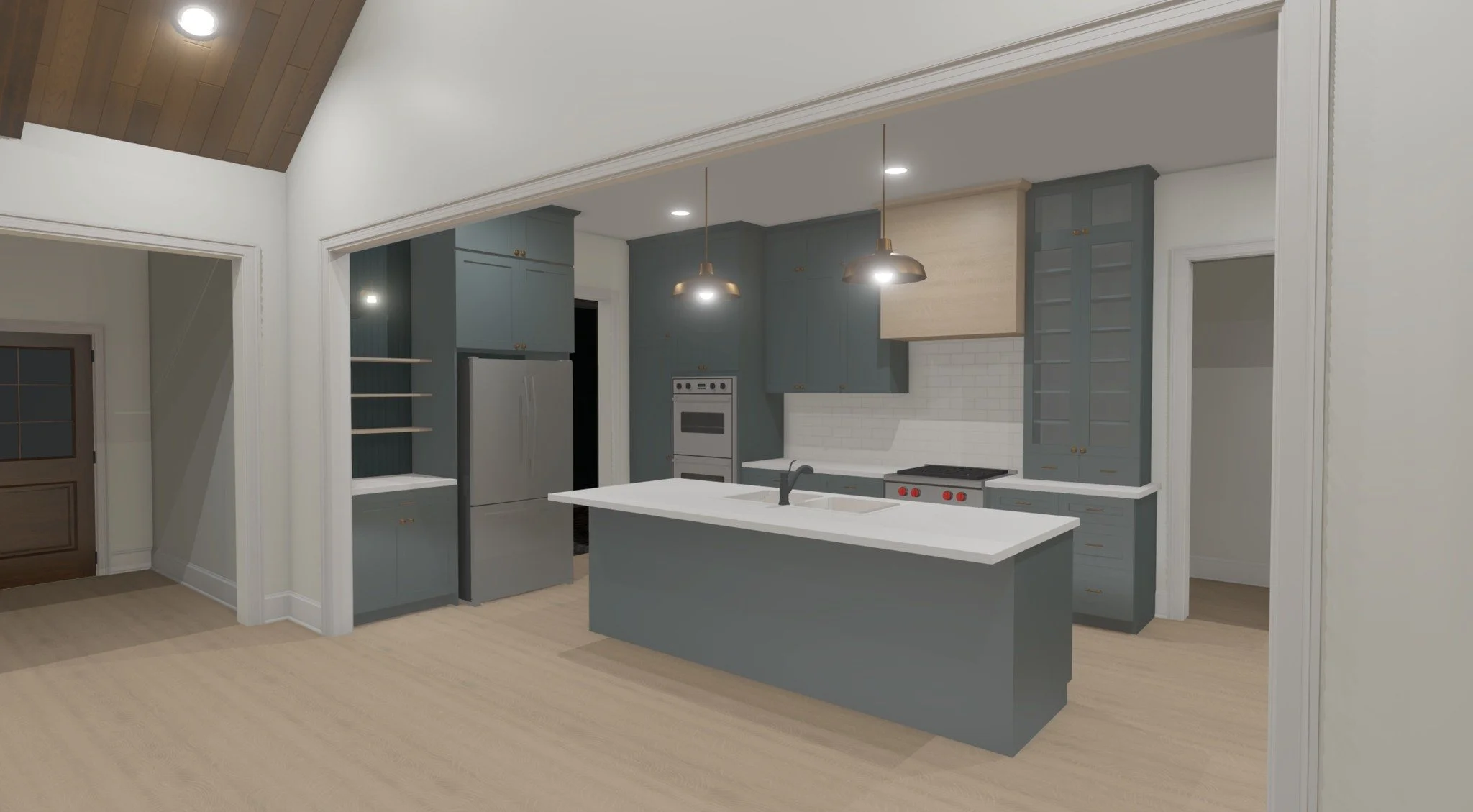 How it started vs. how it ended.
#beforeandafter #kitchendesign #kitcheninspo #bluegreencabinets #greenkitchen #greencabinets #colorfulkitchen #kitchenrendering