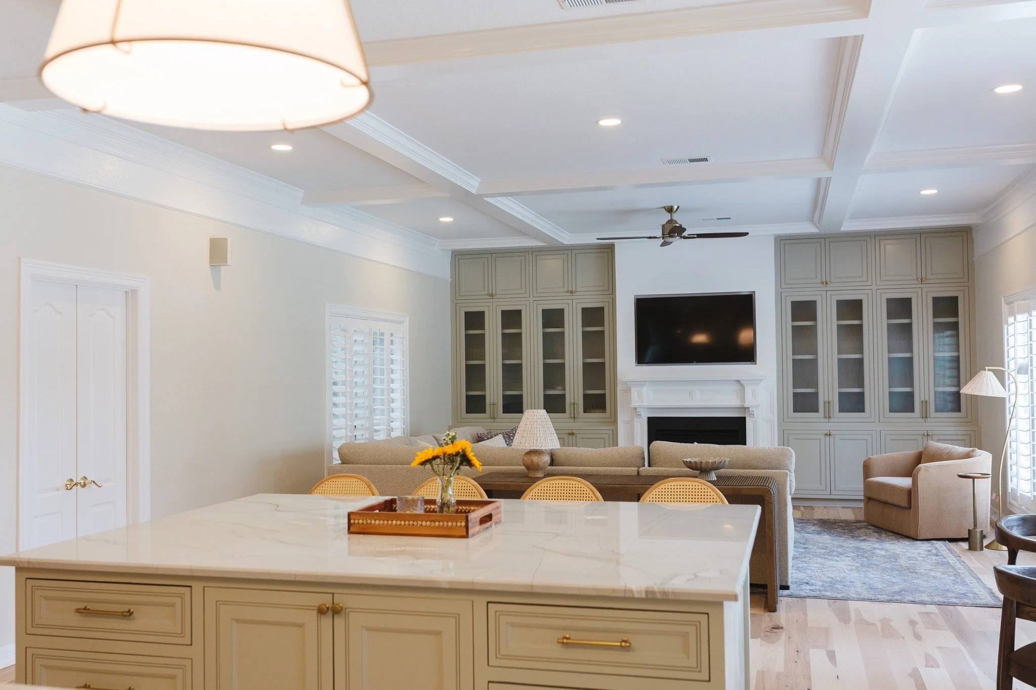 Sometimes, the hardest part of the design process is figuring out what it is the client is imagining and bringing it to life. In this case, it was a coffered ceiling. We jokingly referred to it as the "apple pie" ceiling when the official t