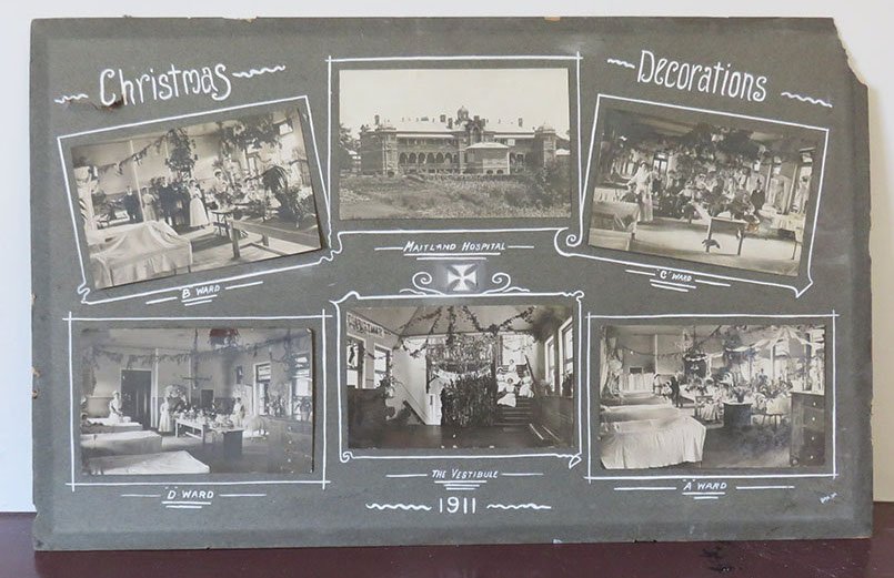 Mounted and captioned photographs of the Maitland Hospital, 1911.