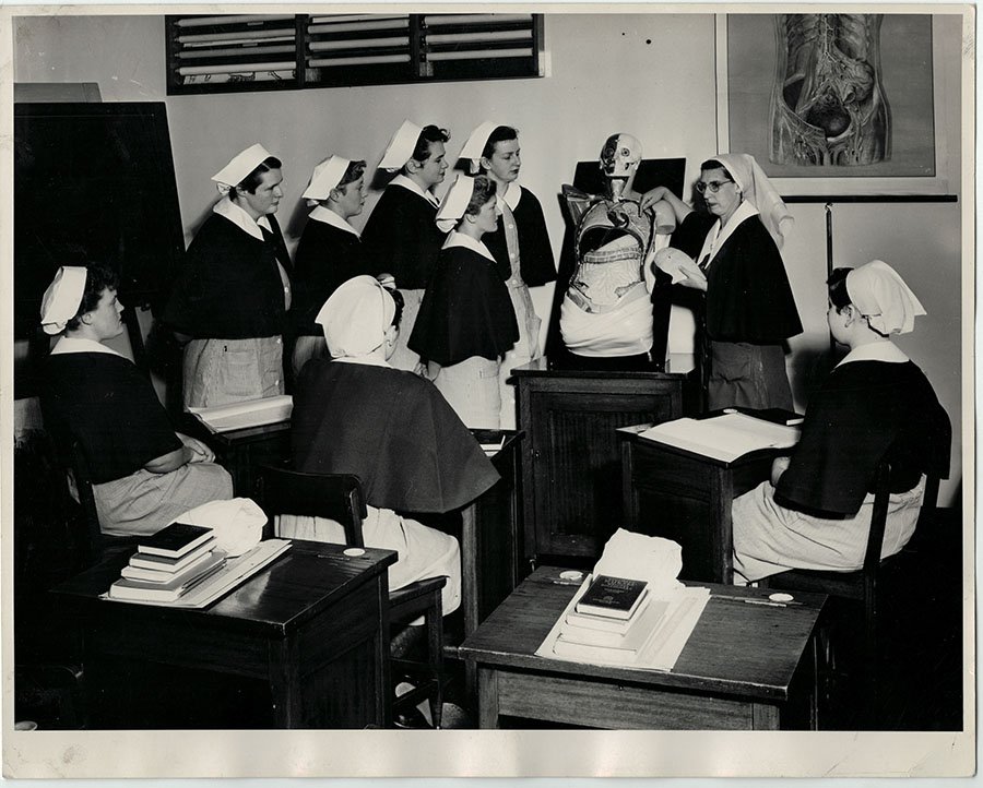 Preliminary training class with Sister Mavis Green, October 1954.