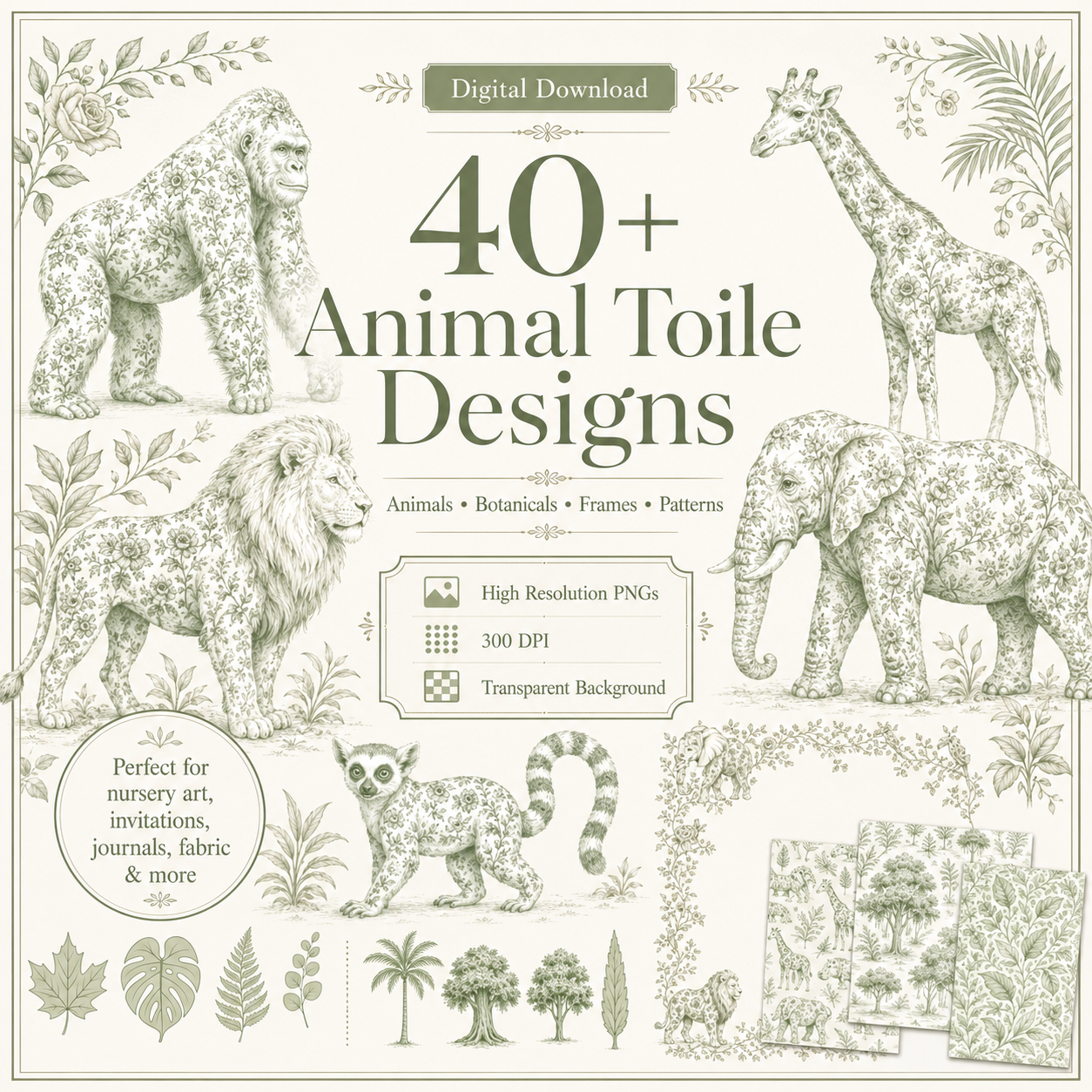 Sage Green Animal Toile Digital Art Bundle1.png