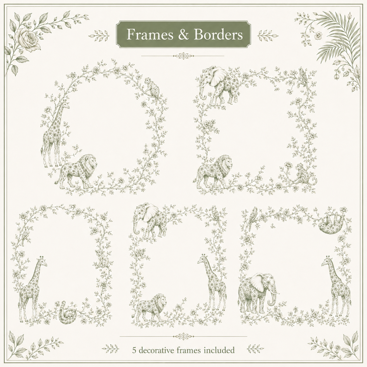 Sage Green Animal Toile Digital Art Bundle3.png