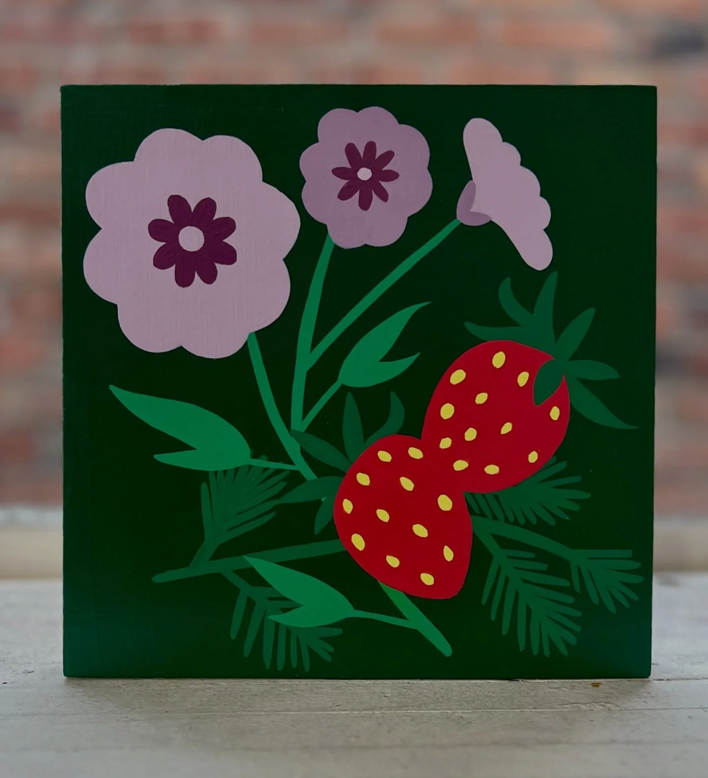 &ldquo;Flowers and Fruit&rdquo; are now live! Each one is hand painted with acrylics on an 8&rdquo;x8&rdquo; cradled wood panel. They will be on view tomorrow during art walk, but you can also purchase them online before the show. Code ILOVEFRUIT25 f