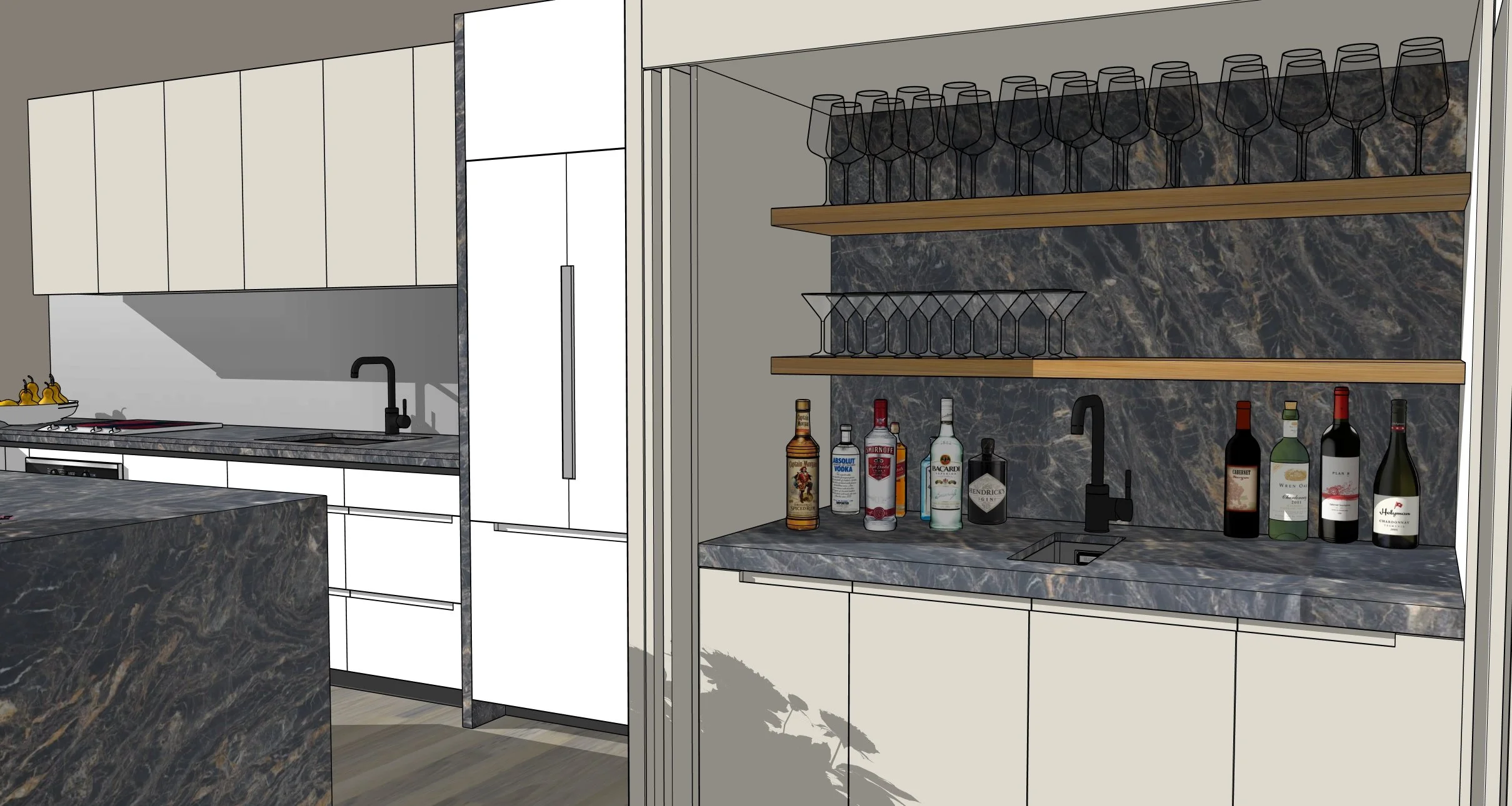 sydney high rise apartment renovation drinks bar