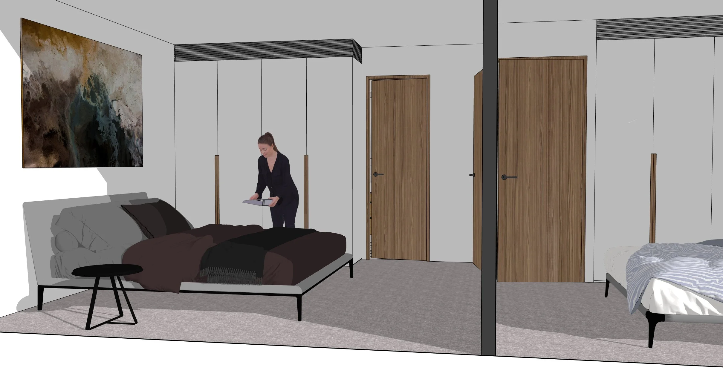 sydney high rise apartment renovation bedrooms and robes