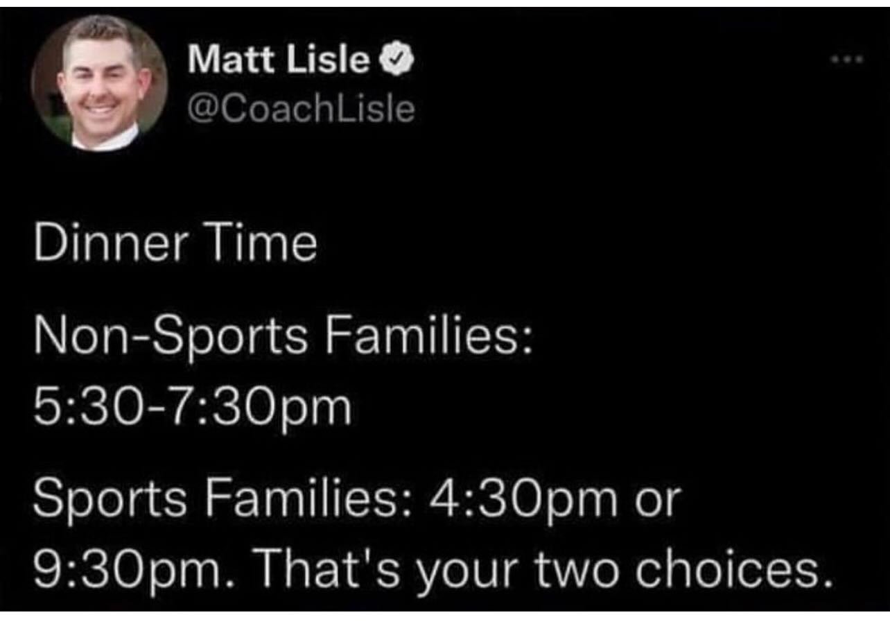 Have truer words ever been spoken? 🤣

Because #YouthSports is a massively hot topic, John and I are dipping our toes into the conversation this week on the podcast, including whether youth sports have gone too far. ⚽️🏀🏈⚾️🏐🎾🏐

Can&rsquo;t wait t