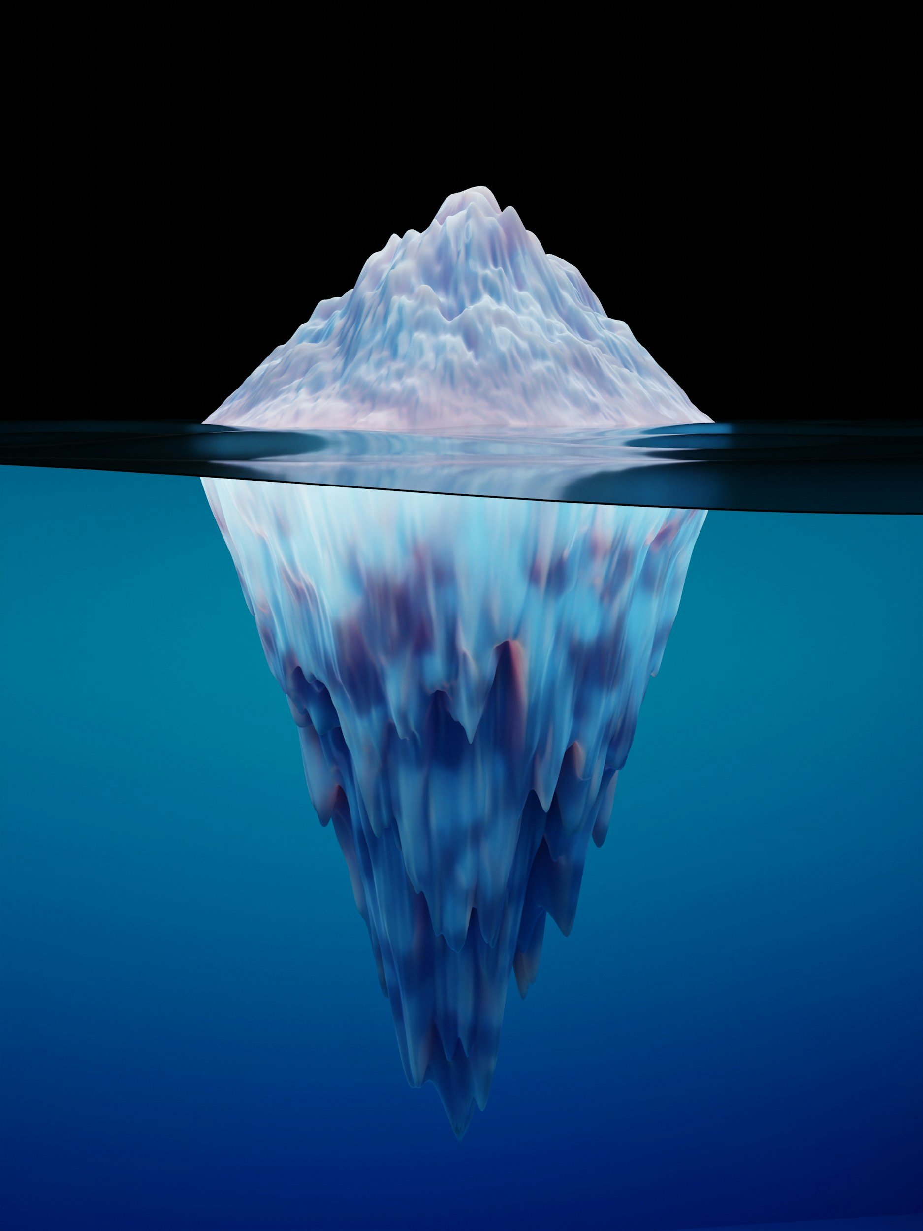 An iceberg above and under water views, a metaphor for what lies beneath our conscious mind, a key principle of implicit bias training