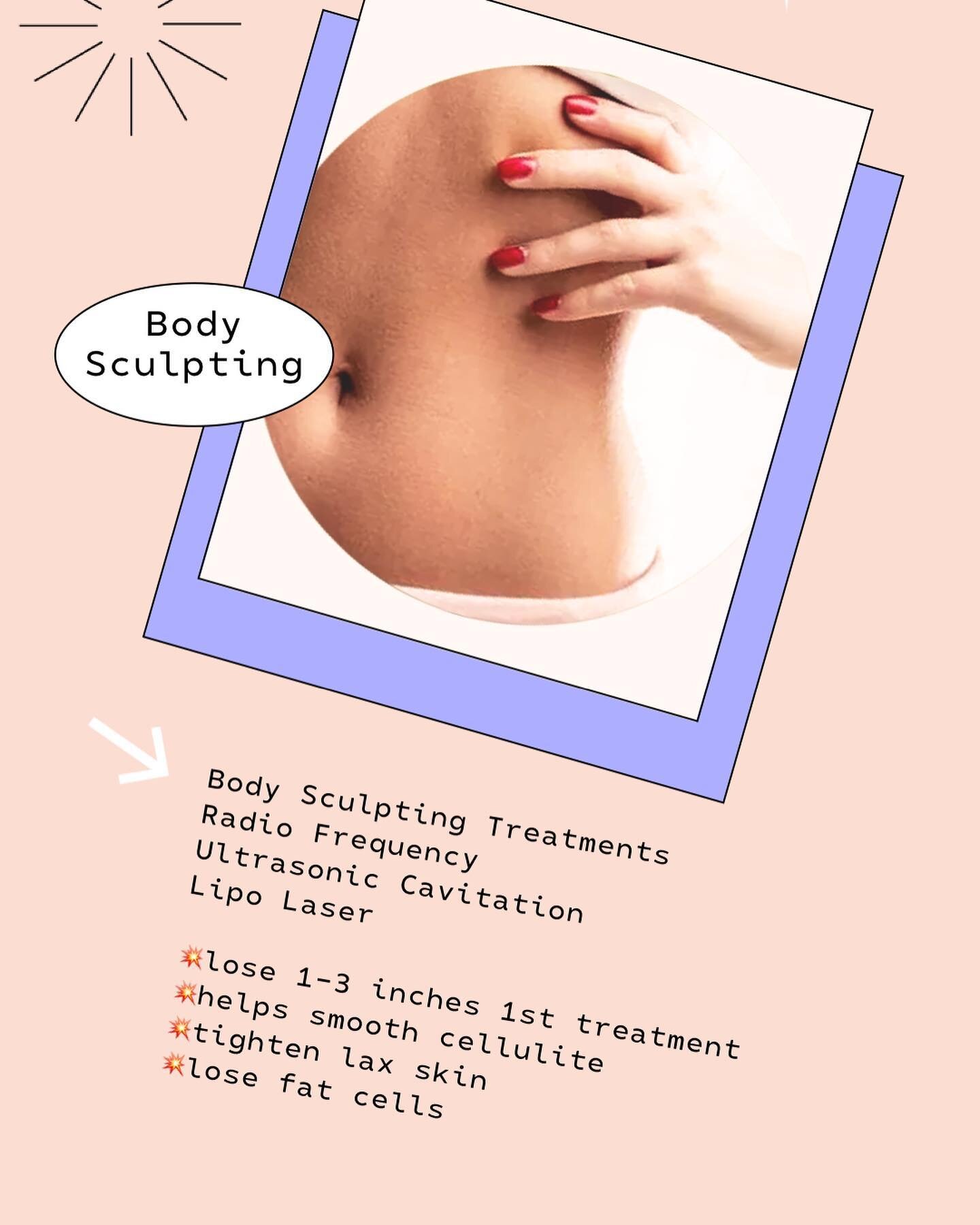 Body Sculpting Treatments are available at Her Wellness Co.
We offer Non-Invasive fat loss with great results using Radio Frequency (RF), Ultrasonic Cavitation &amp; Lipo Laser. With in conjunction of these treatments you will have the results you wa