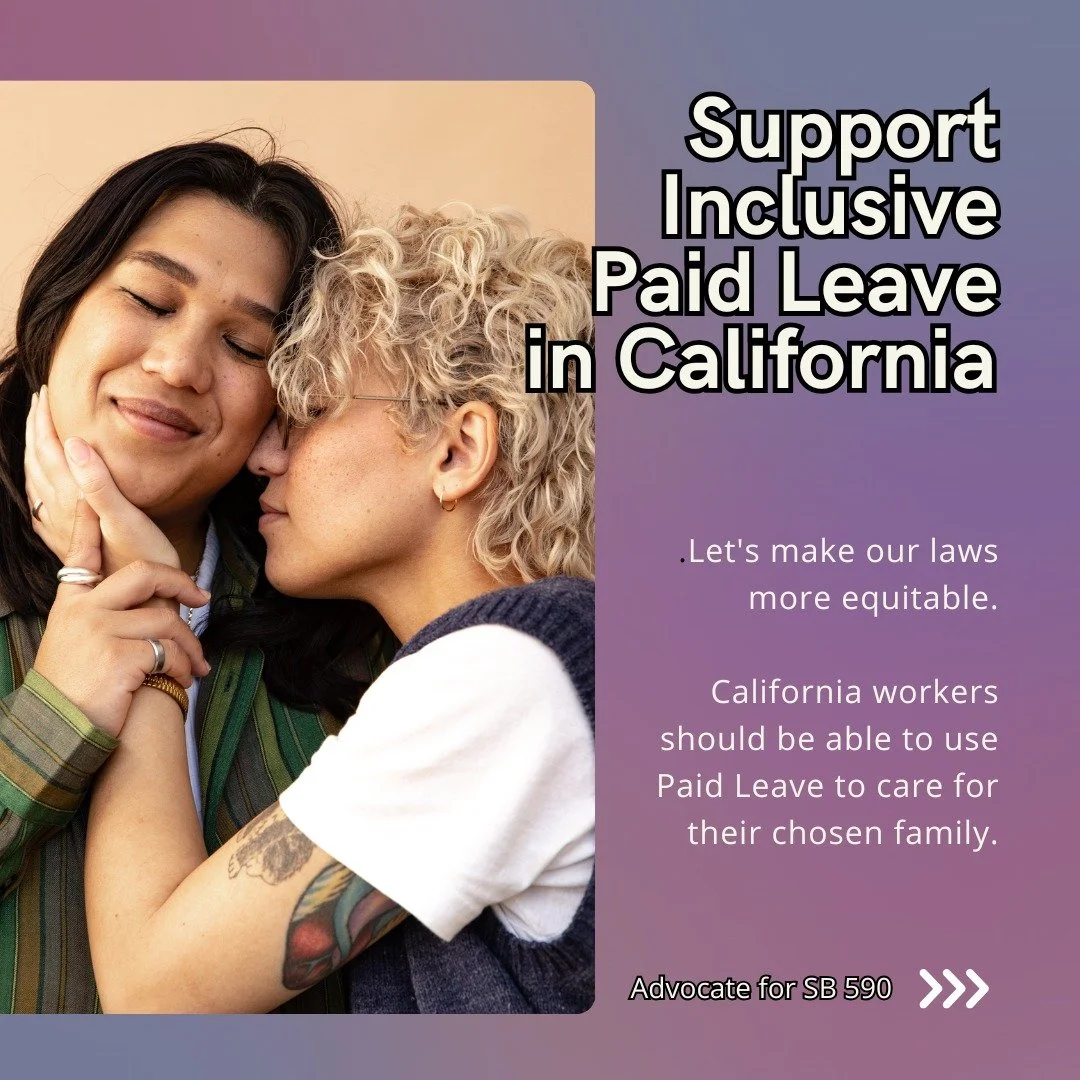 California workers pay into Paid Family Leave but cannot use it to care for their chosen or extended family. It’s time to include EVERY family in Paid Family Leave. We need #SB590. #CareForEveryFamily 
Take Action!
workfamilyca.org/chosenfamily
