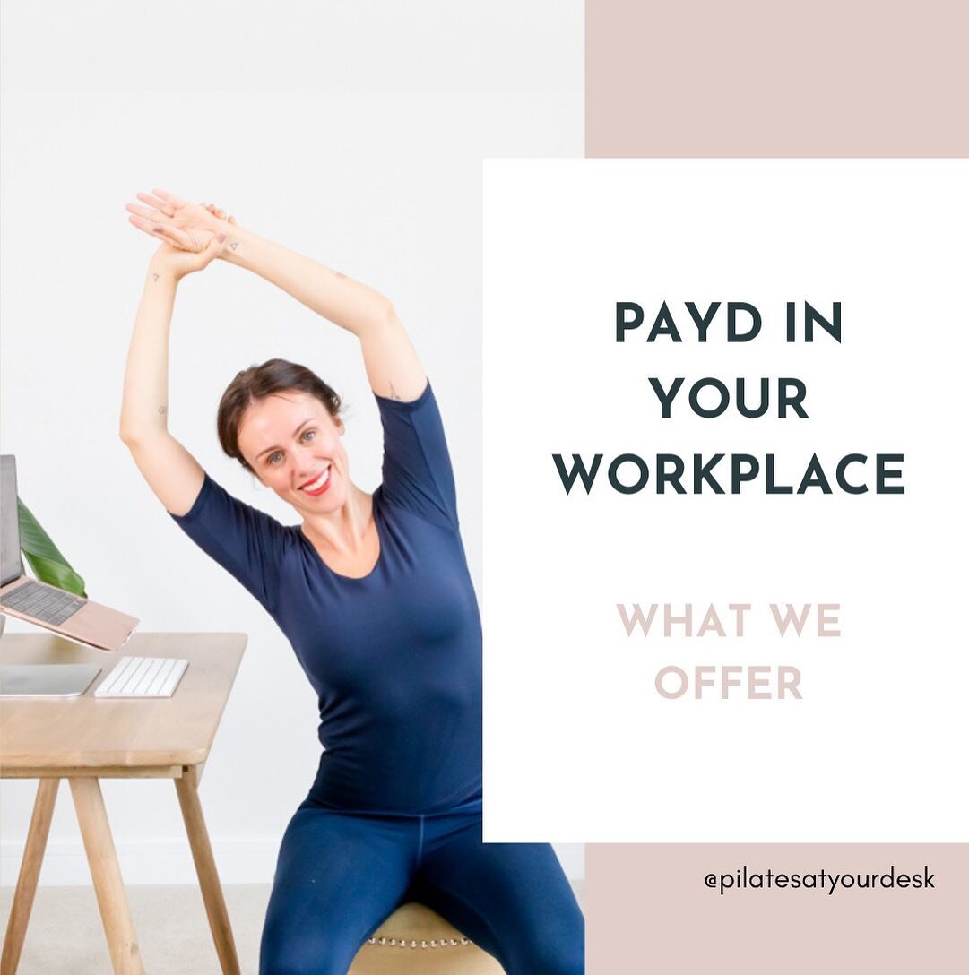 Do you move enough while you work? 

Pilates At Your Desk is all about getting you to be more active while you work. Helping you to sit/stand in an active way. Getting you to move more. Helping you to feel happier in body and mind through seated/stan