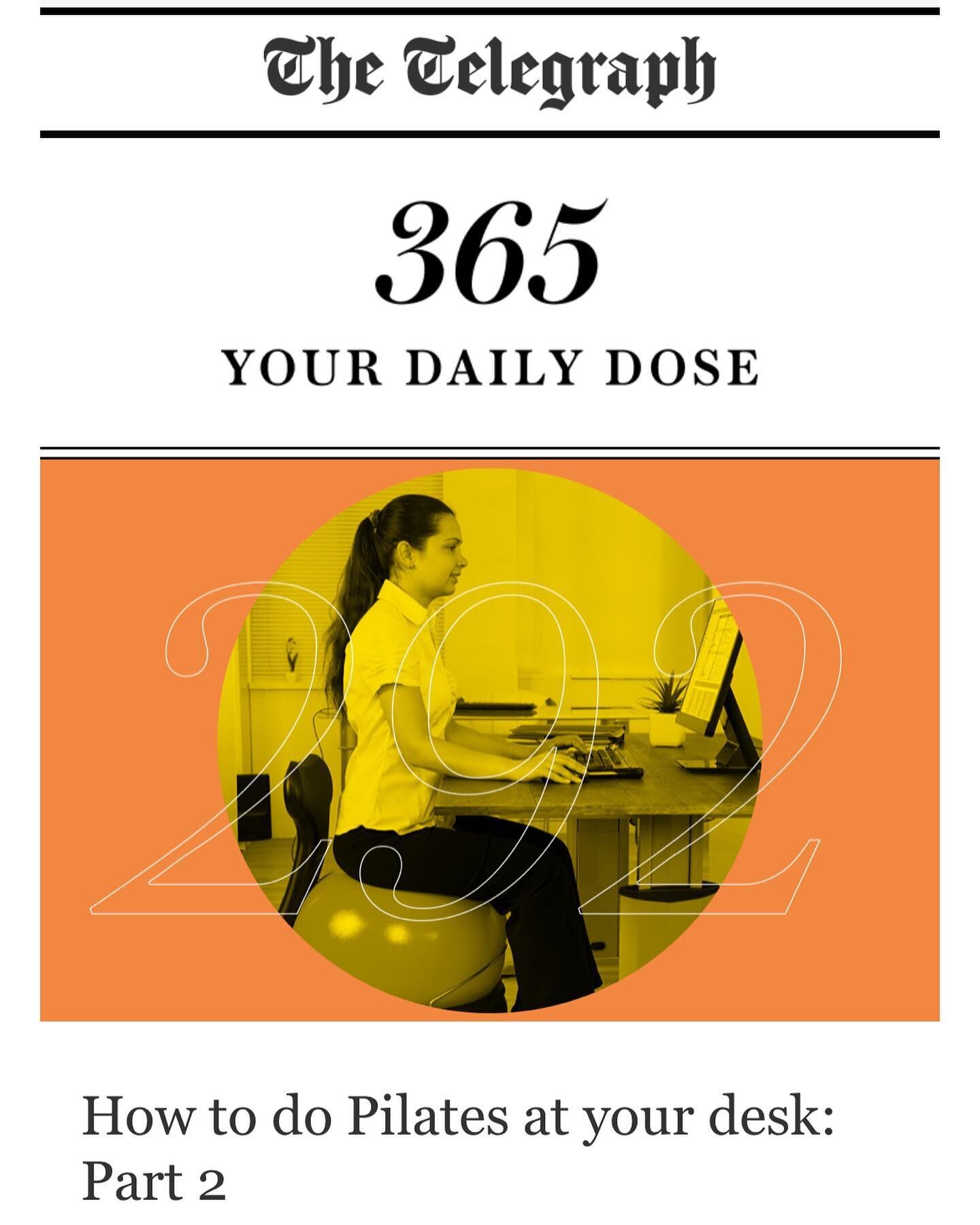 PART 2 from Pilates At Your Desk for @telegraph (swipe to read). 

Following on from ways to up your movement credit when at your desk, are my tips on how to be active and balanced when sitting to work. I&rsquo;ve also touched on some tips for standi