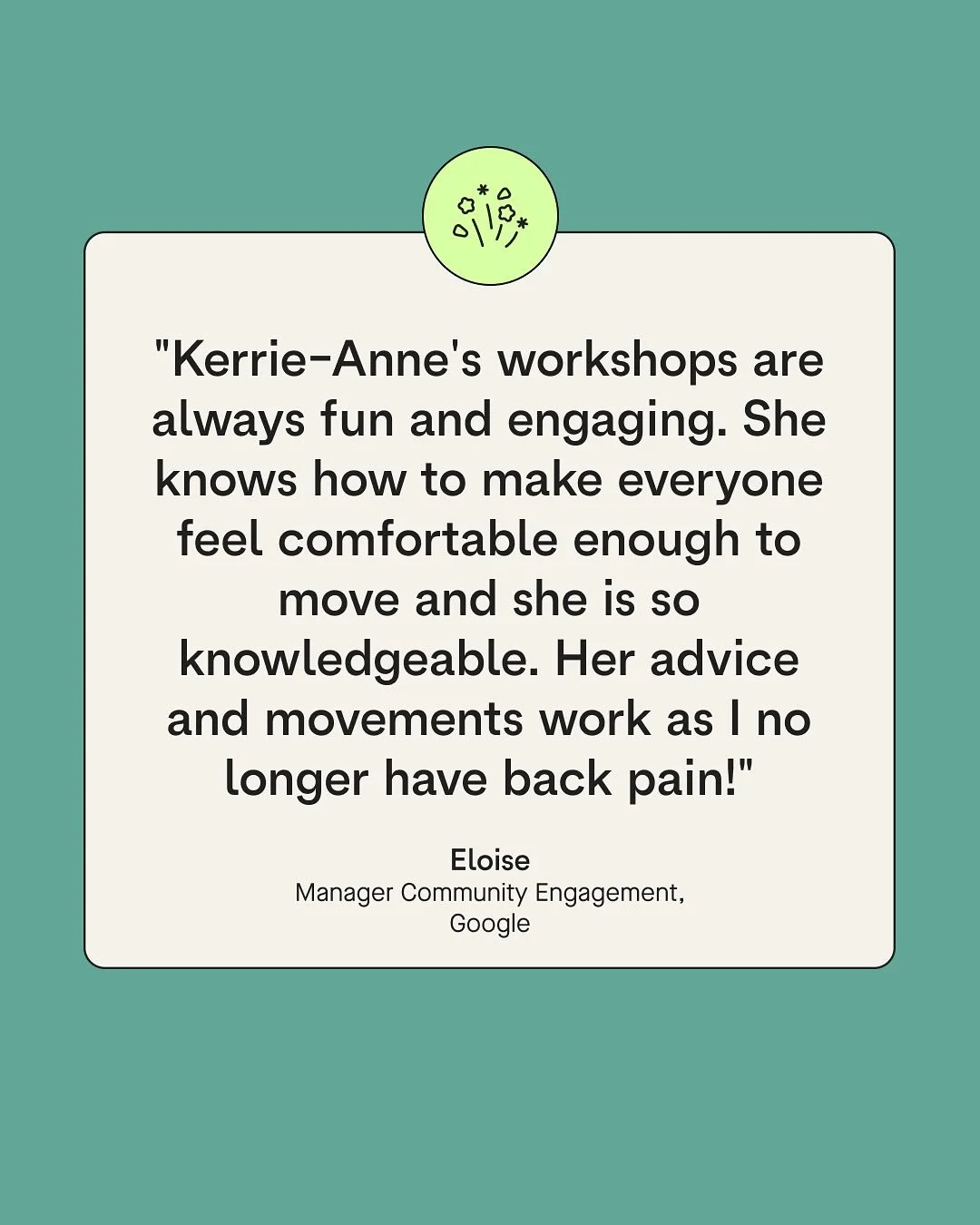 Some of the kind words shared about Move At Your Desk Method&trade; workshops and postural &amp; movement assessment days ❤️