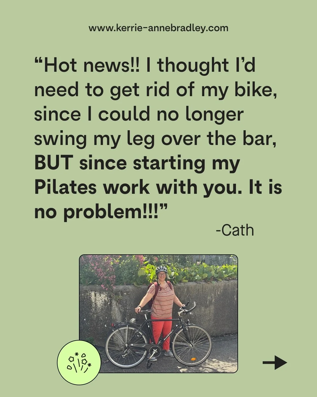 Cath works at a desk and came to me with knee and back issues.

We have been working together on a 121 basis as well as Cath attending my group classes and following a desk-based video plan I put together her.

We first moved together when I taught h
