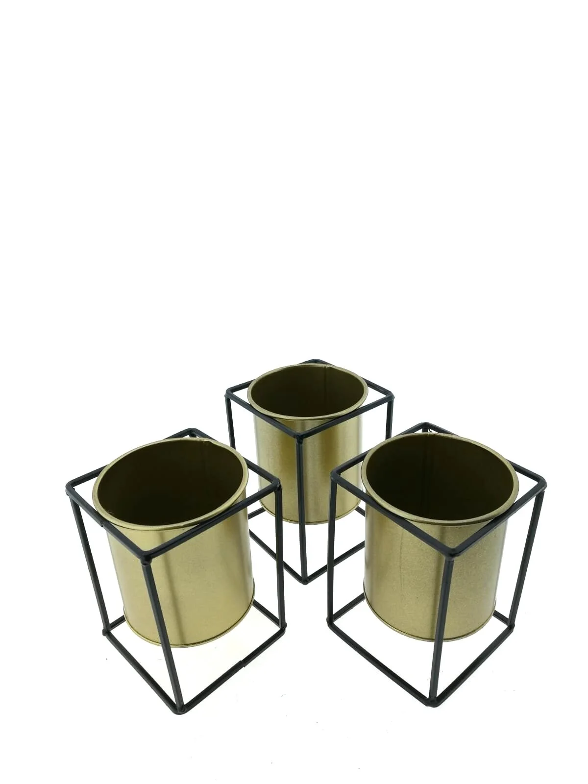 Cilindra zelta pods ar metāla statīvu