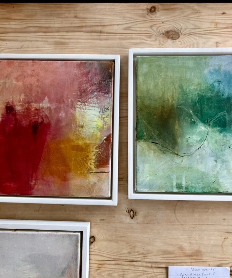 A little sneak peak of some smaller paintings I&rsquo;ve been so working on. For the last year or so,  I&rsquo;ve been working more ambitiously in terms of scale, but recently I felt the urge to go smaller to see what emerged.
I stated these pieces a