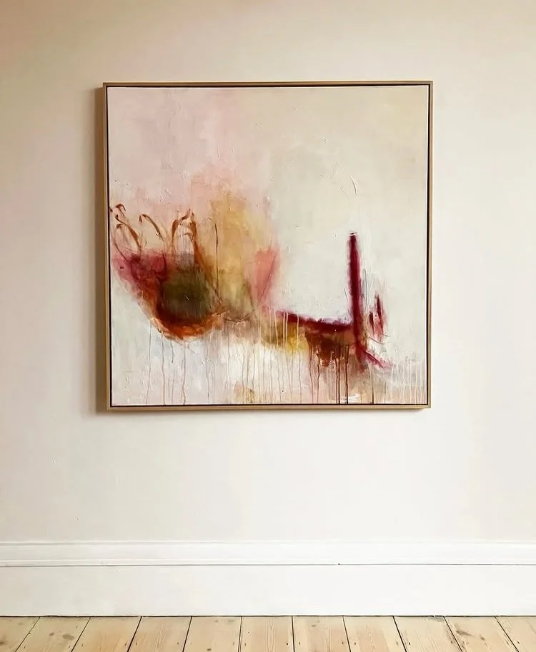 &lsquo;Momentum&rsquo; &mdash; a large, gestural, painting where soft layers of colour, texture and movement come together to evoke the ever-changing rhythms of the landscape.

The subtle colours and poetic markmaking in this piece create a sense of 