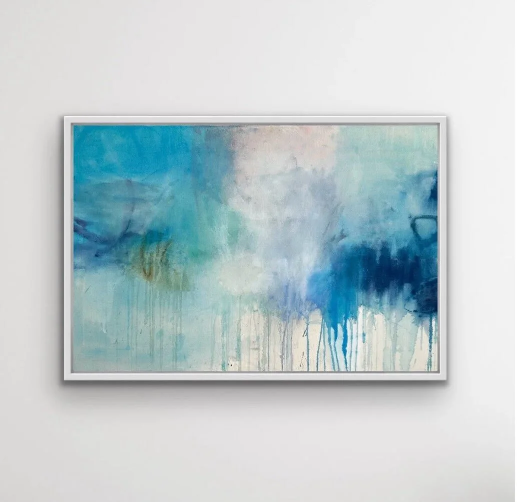 Sea of Light&rsquo; is a loose, expressive painting inspired by the Cornish coastline. Soft washes of colour flow across the canvas, creating a feeling of calm and openness, evoking the gentle rhythms of the sea.

Sea of Light
Mixed Media on Raw Canv