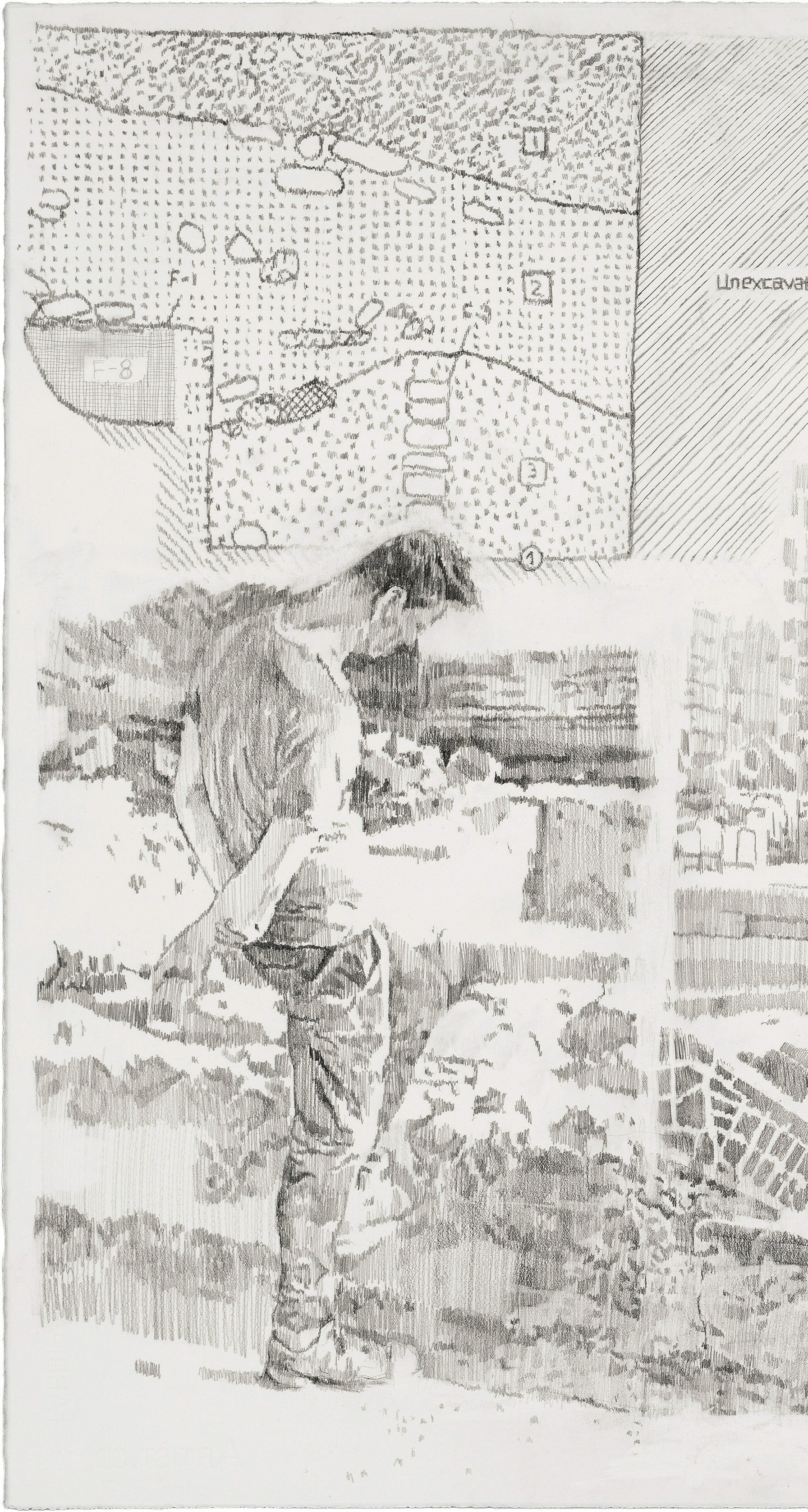 Untitled, 57x77 cm, 2025, graphite and oil pastel on paper, detail