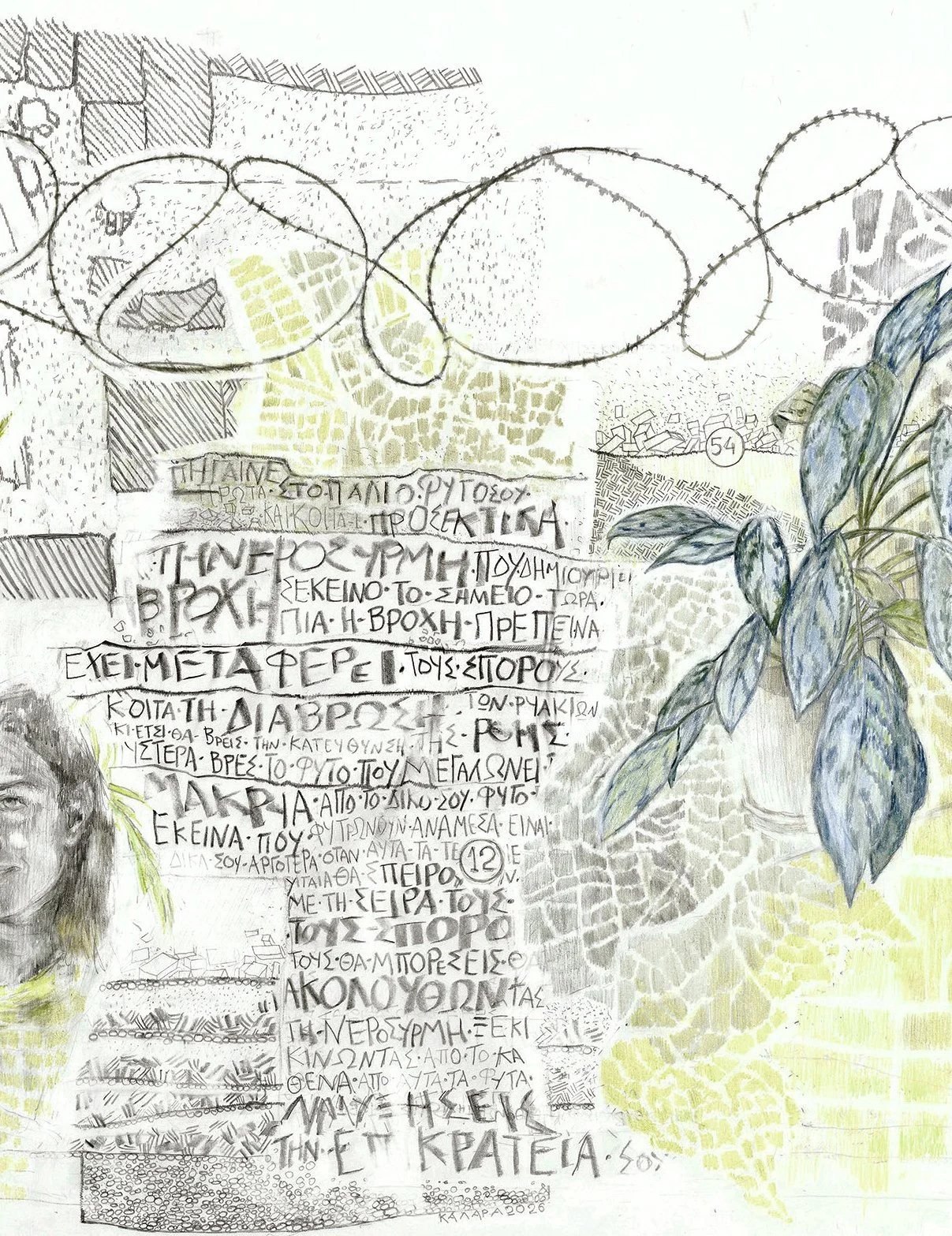 Untitled, 57x77 cm, 2026, graphite and oil pastel on paper, detail