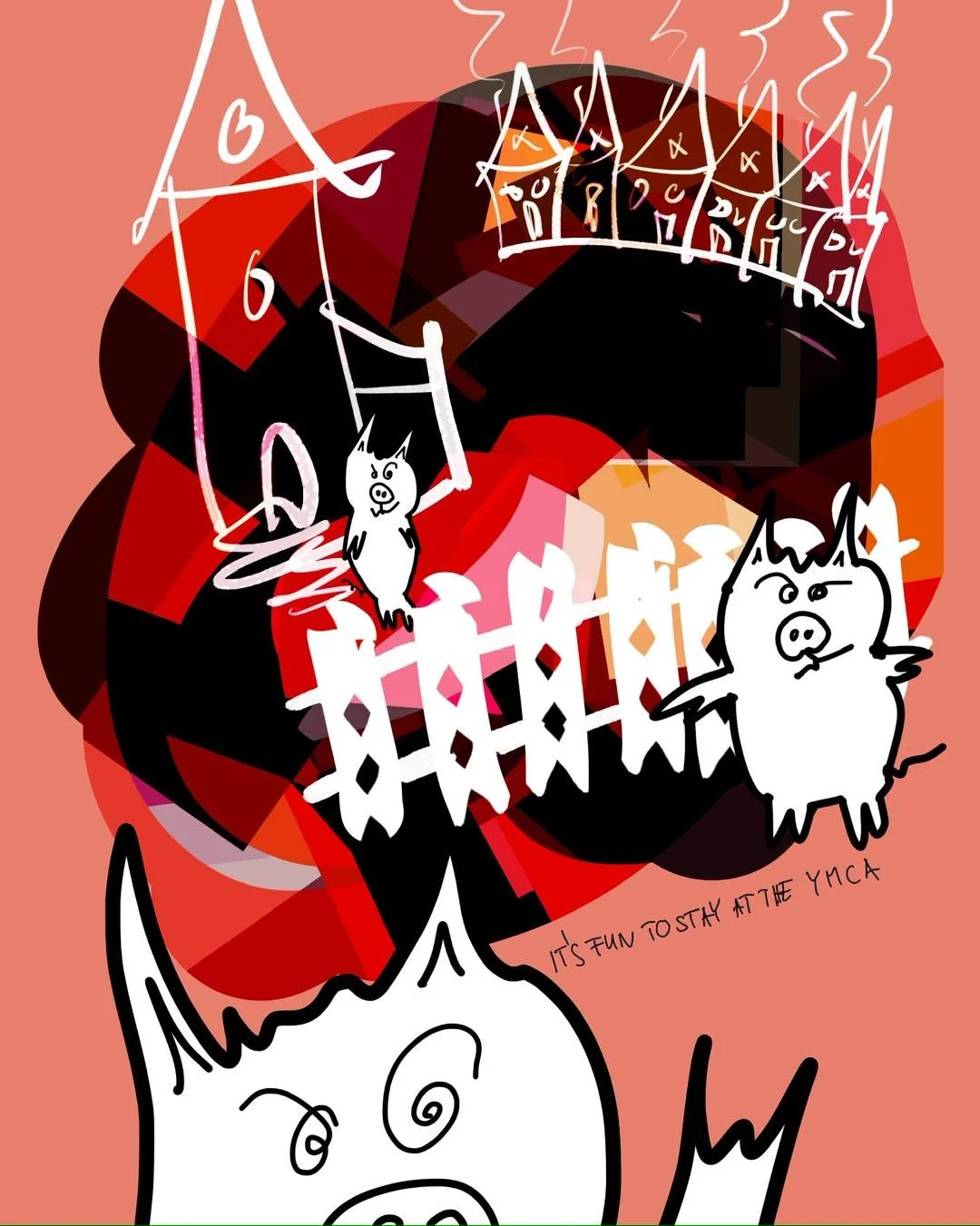 &lsquo;village people&rsquo;
message: IT&rsquo;S FUN TO STAY AT THE YMCA

#365doodlesbysimoniddol #emotionalsupportanimals #pigs #ymca #villagepeople