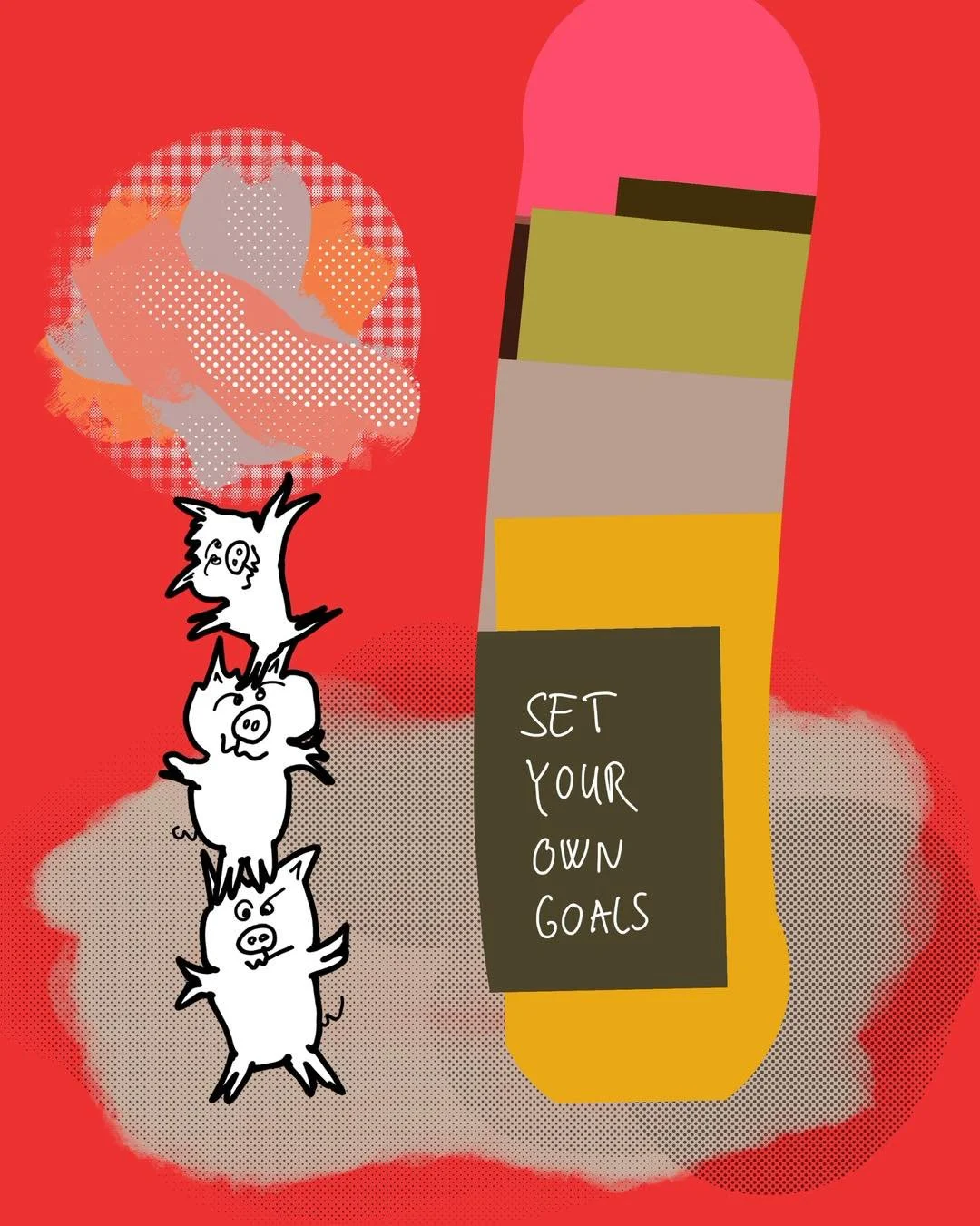&lsquo;stubborn pigs&rsquo;
message: SET YOUR OWN GOALS

#365doodlesbysimoniddol #emotionalsupportanimals #pigs #stubborn #abstractillustration