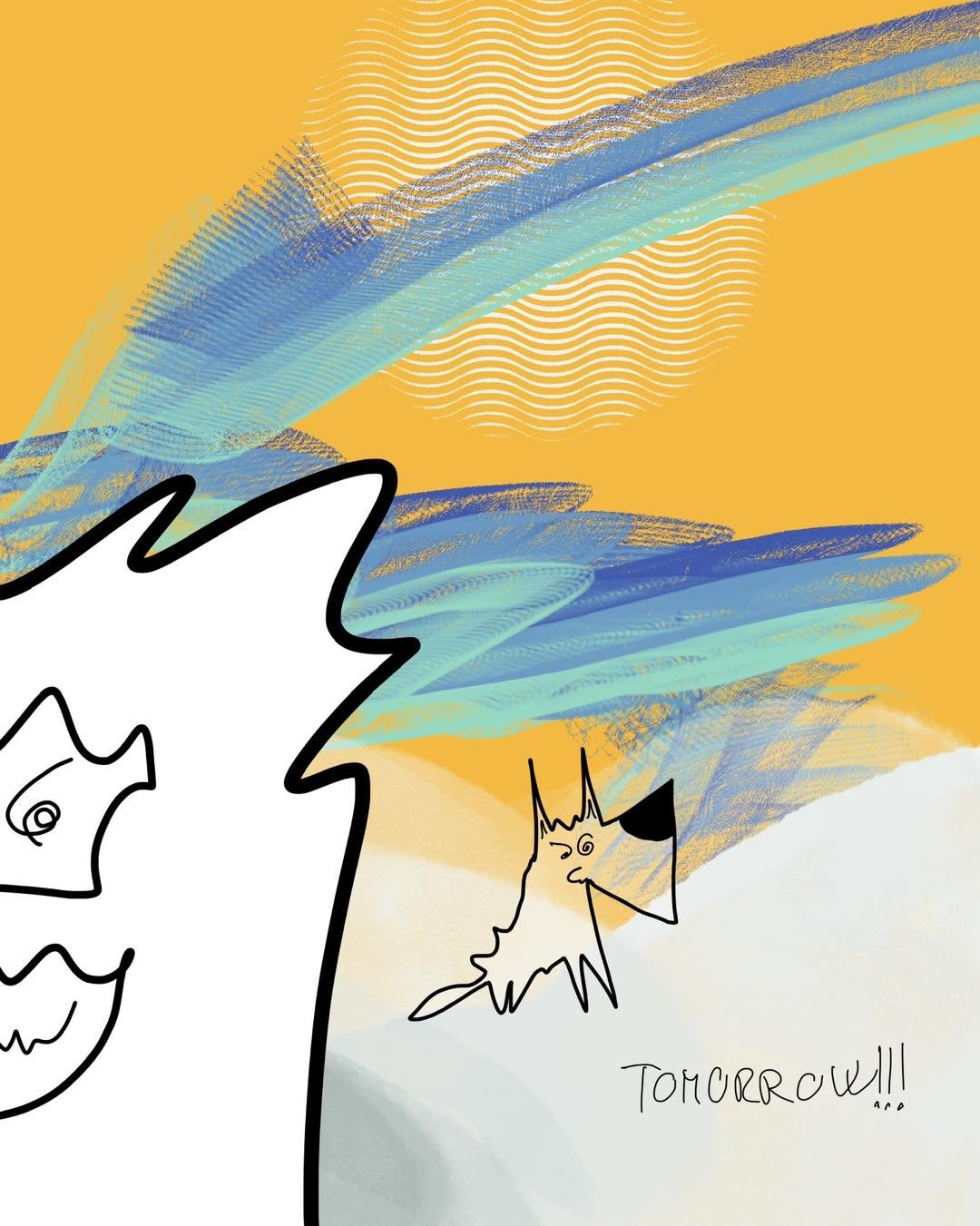 &lsquo;revolution warmup&rsquo; 
message: TOMORROW❗️❗️❗️

#365doodlesbysimoniddol #god #dog #revolution #tomorrow