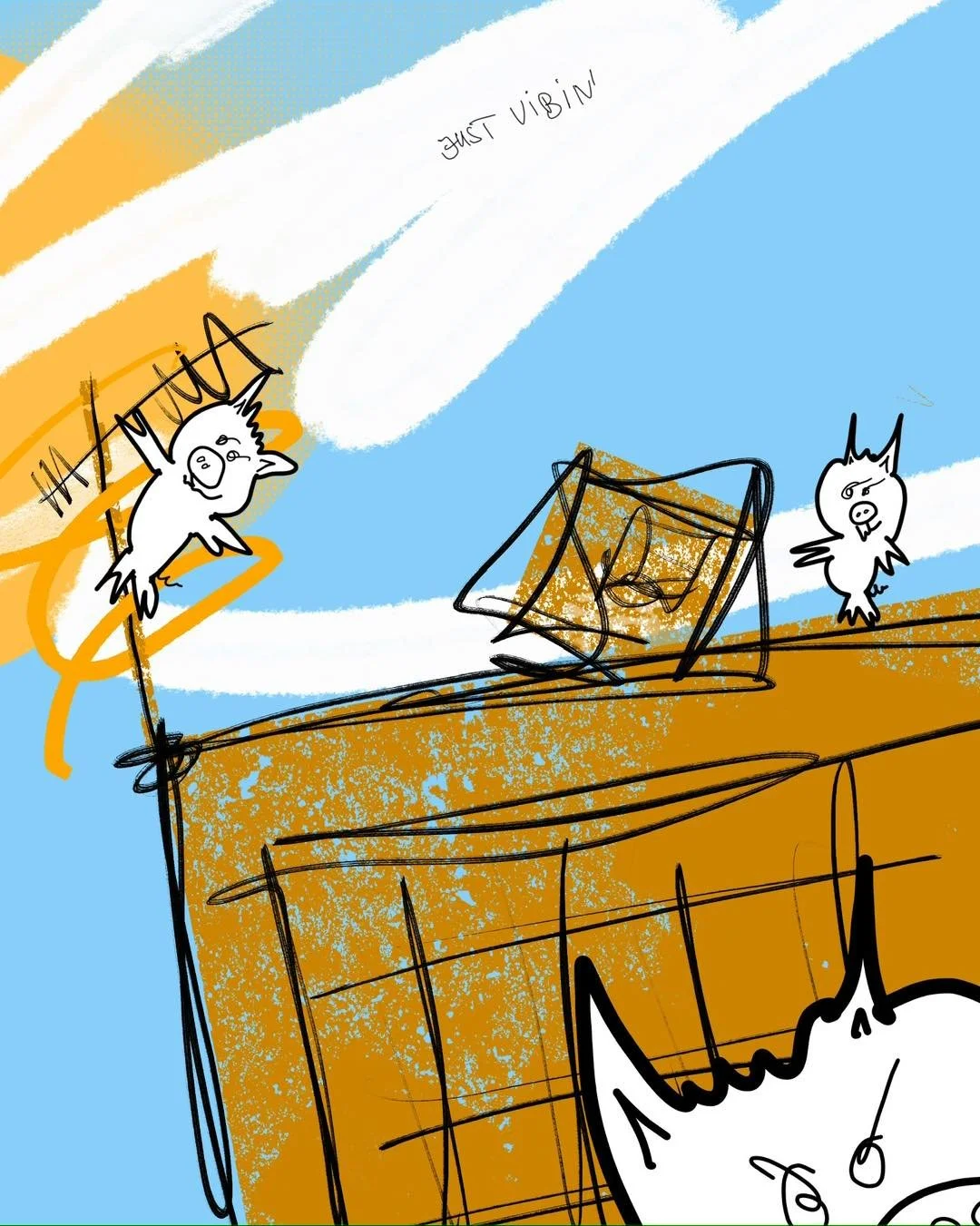 &lsquo;weekend plans&rsquo;
message: JUST VIBIN&rsquo;

#365doodlesbysimoniddol #emotionalsupportanimals #pigs #weekendplans #justvibin