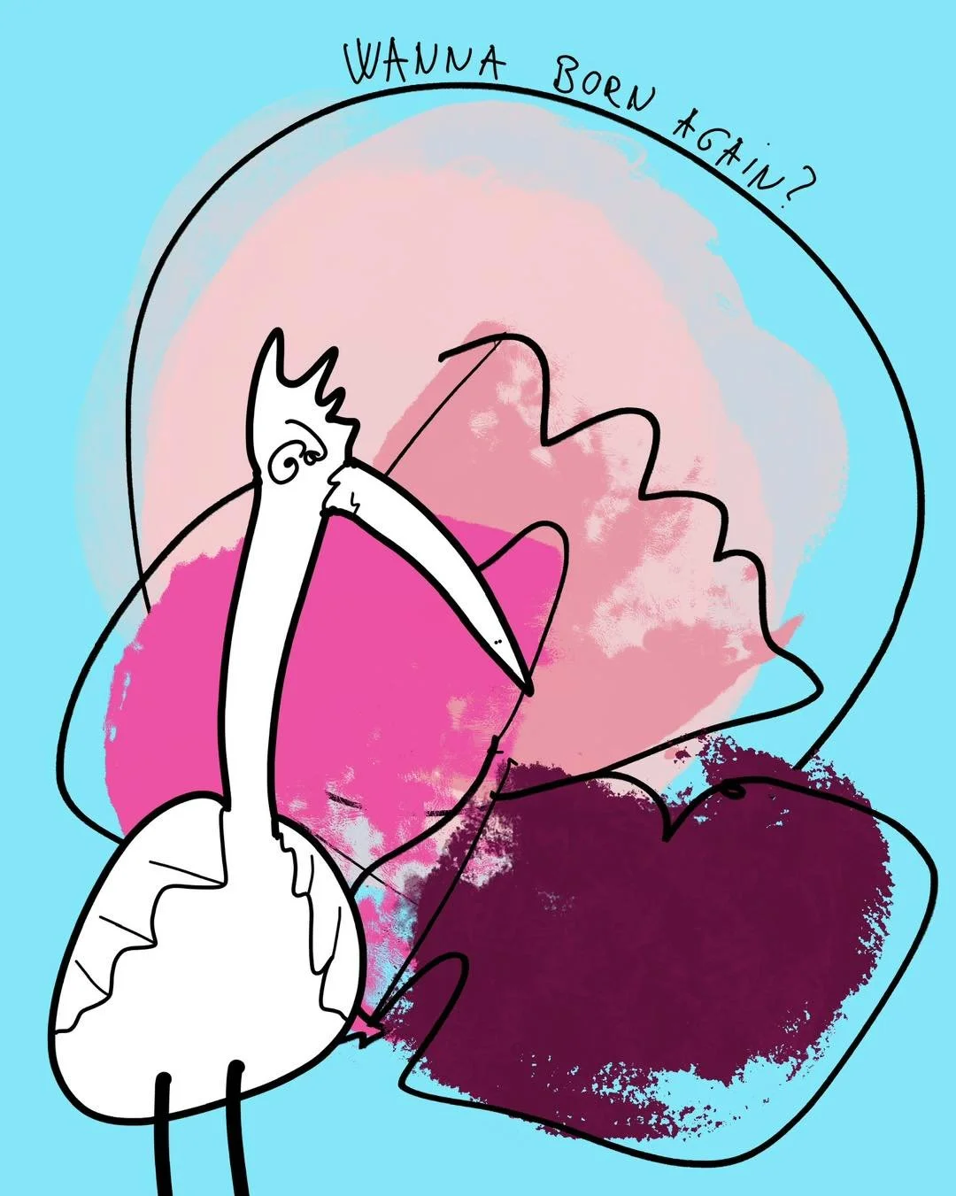 &lsquo;job hunting&rsquo;
message: WANNA BORN AGAIN?

#365doodlesbysimoniddol #emotionalsupportanimal #stork #bornagain #reborn