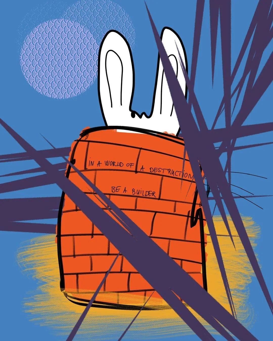 &lsquo;build it&rsquo; 
message: IN A WORLD OF A DESTRUCTION BE A BUILDER 

#365doodlesbysimoniddol #emotionalsupportanimal #bunny #destruction #builder