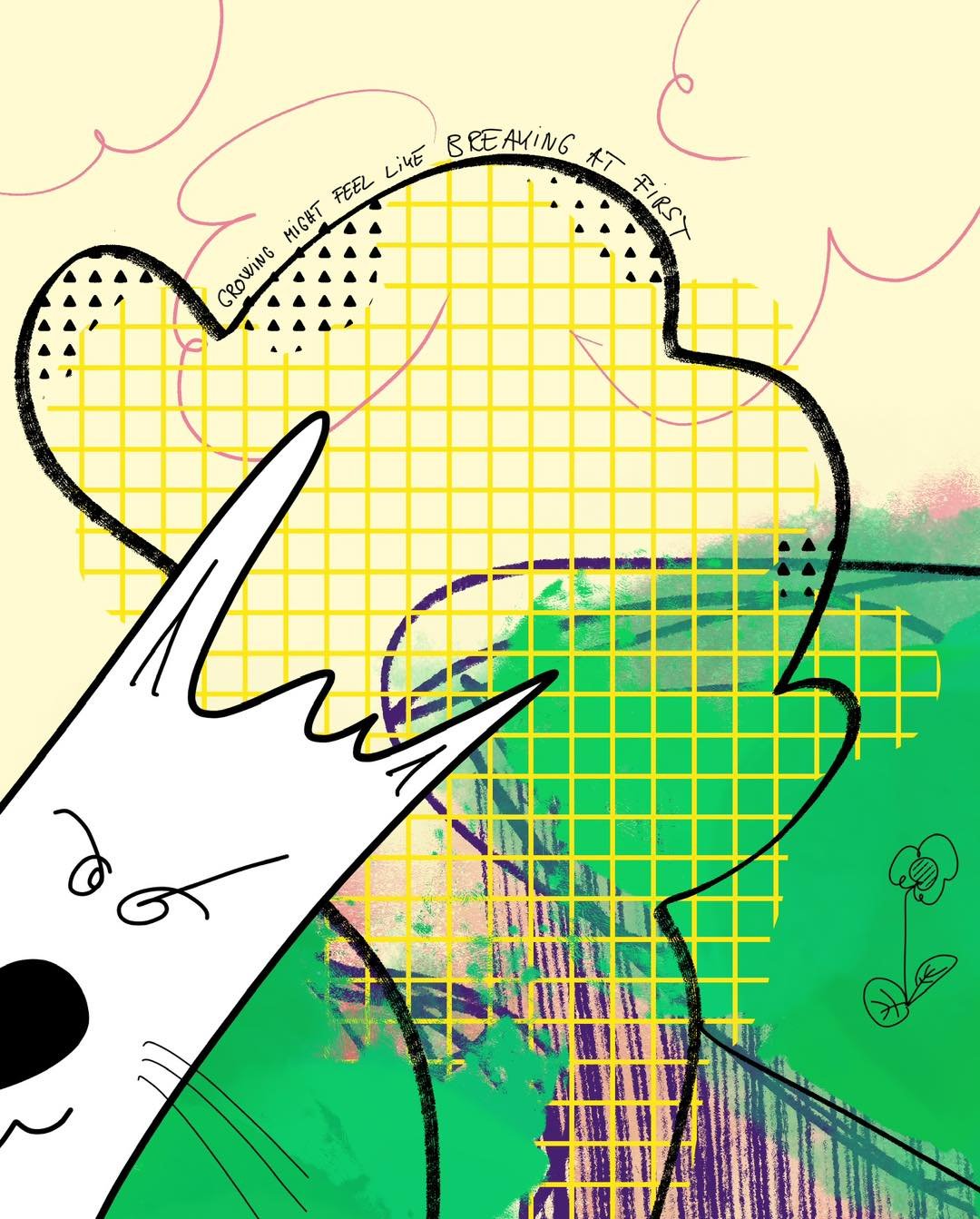 &lsquo;the break&rsquo; 
message: GROWING MIGHT FEEL LIKE BREAKING AT FIRST

#365doodlesbysimoniddol #emotionalsupportanimal #cat #growing #breaking