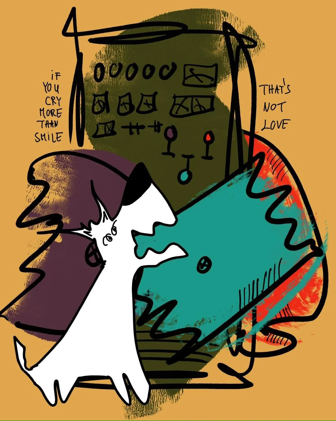 &lsquo;hard fact&rsquo;
message: IF YOU CRY MORE THAN SMILE THAT&rsquo;S NOT LOVE 

#365doodlesbysimoniddol #emotionalsupportanimal #dog #whatislove #thatsnotlove